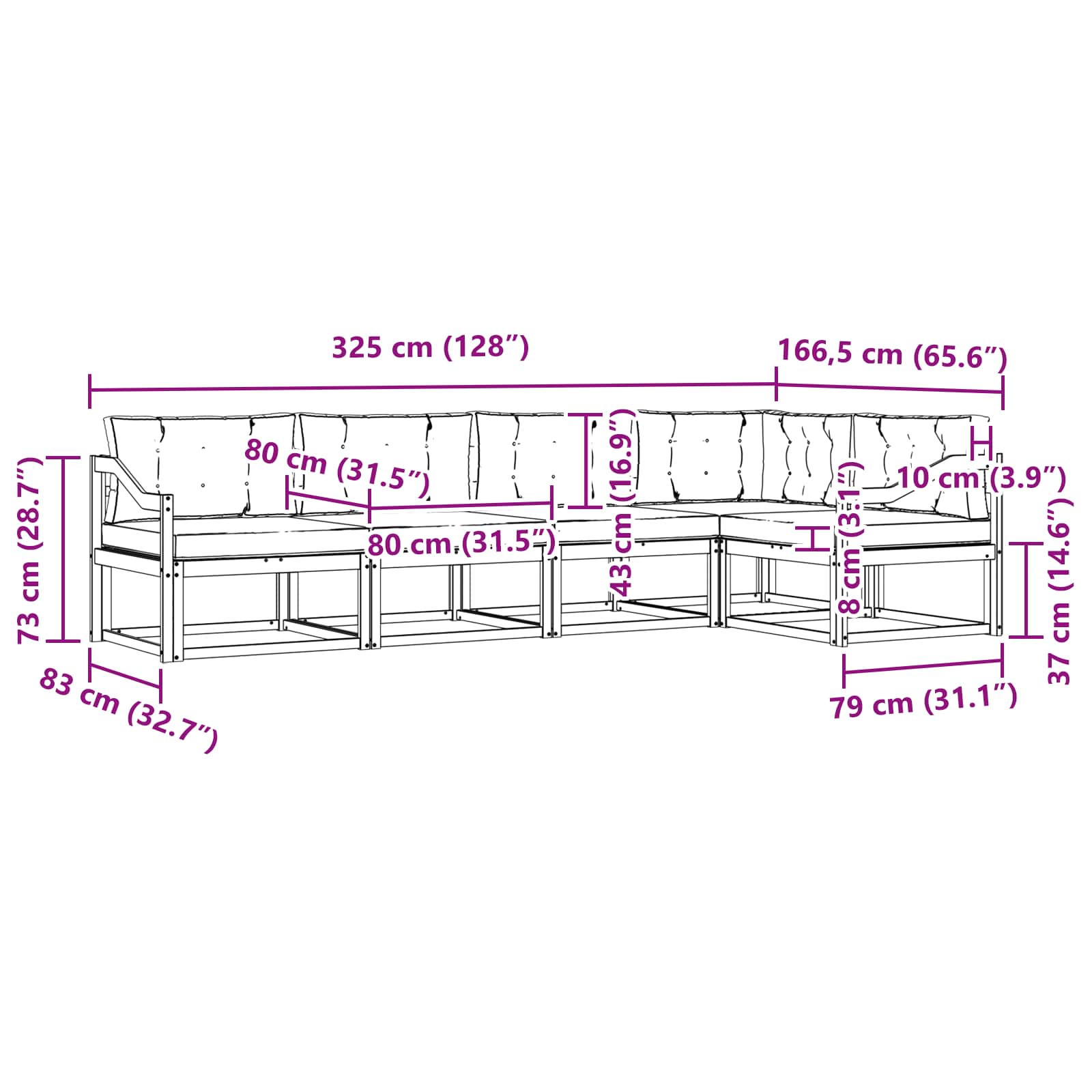 Set vanjskih sofa 4 pcs Bijela i svjetlosiva Poliester