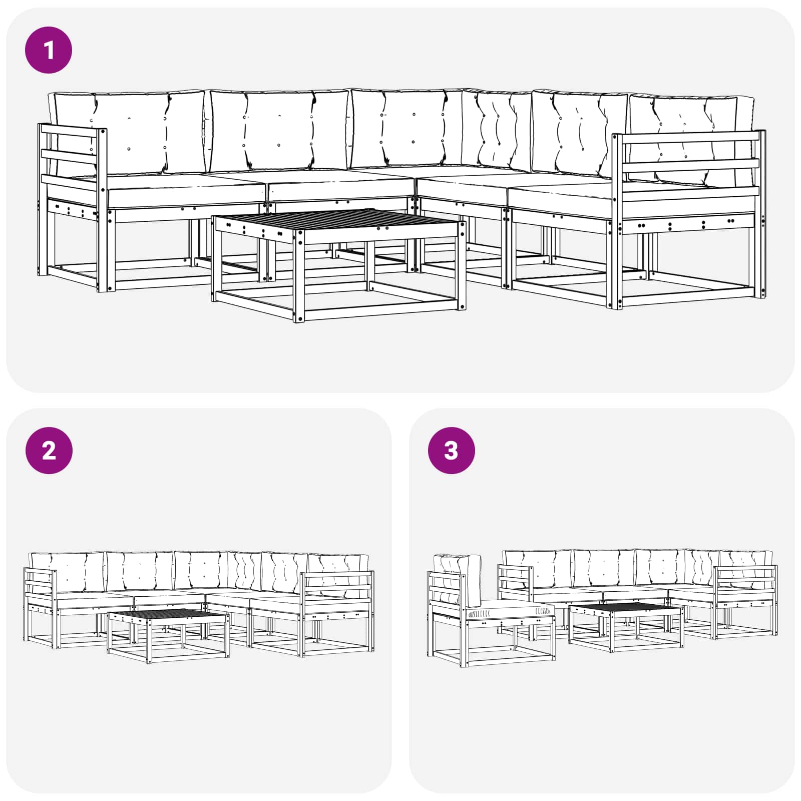 Set vanjskih sofa 6 pcs Bijela i svjetlosiva 79 x 79 x 37 cm
