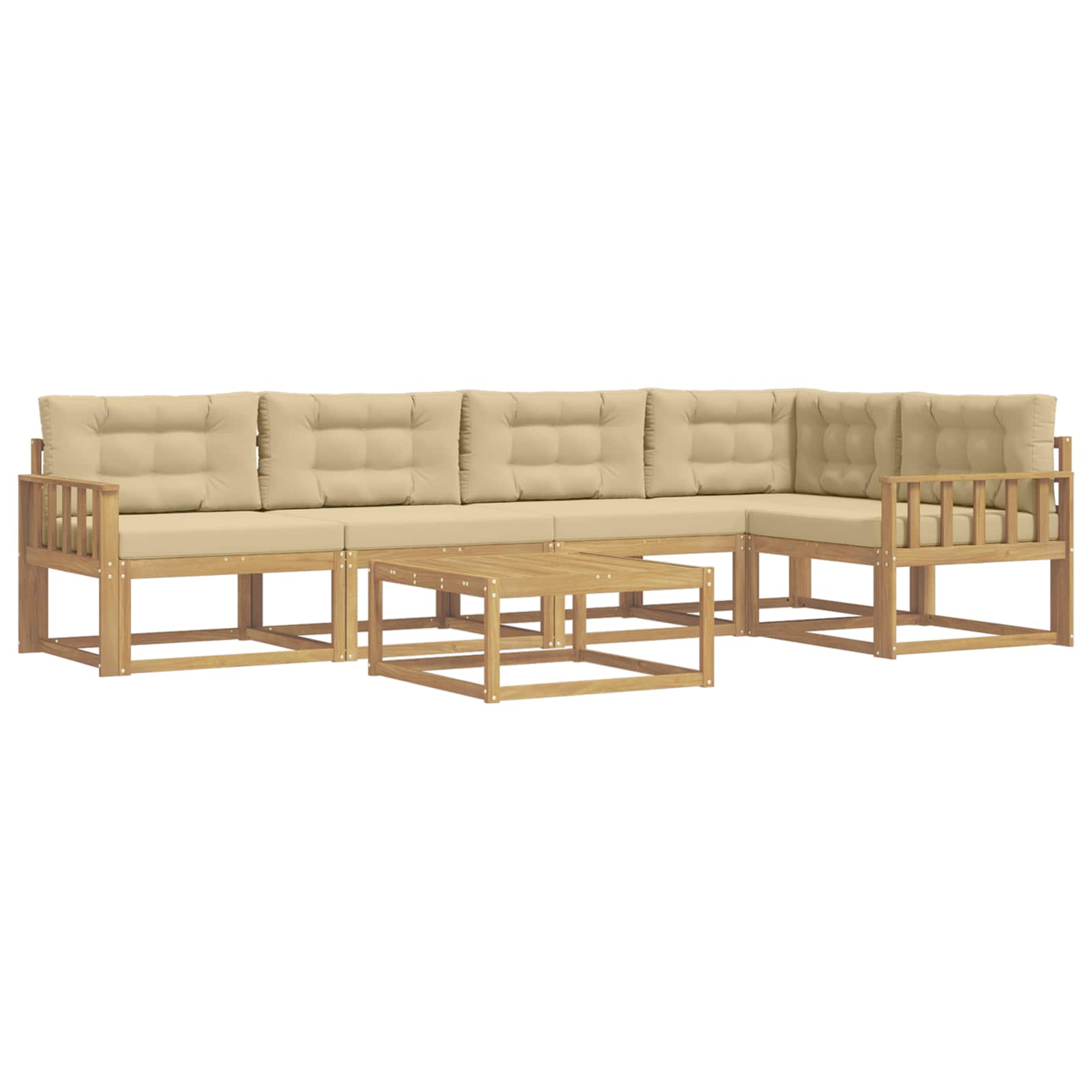 Set vanjskih sofa 6 pcs Bijela i bež 79 x 79 x 37 cm Poliester