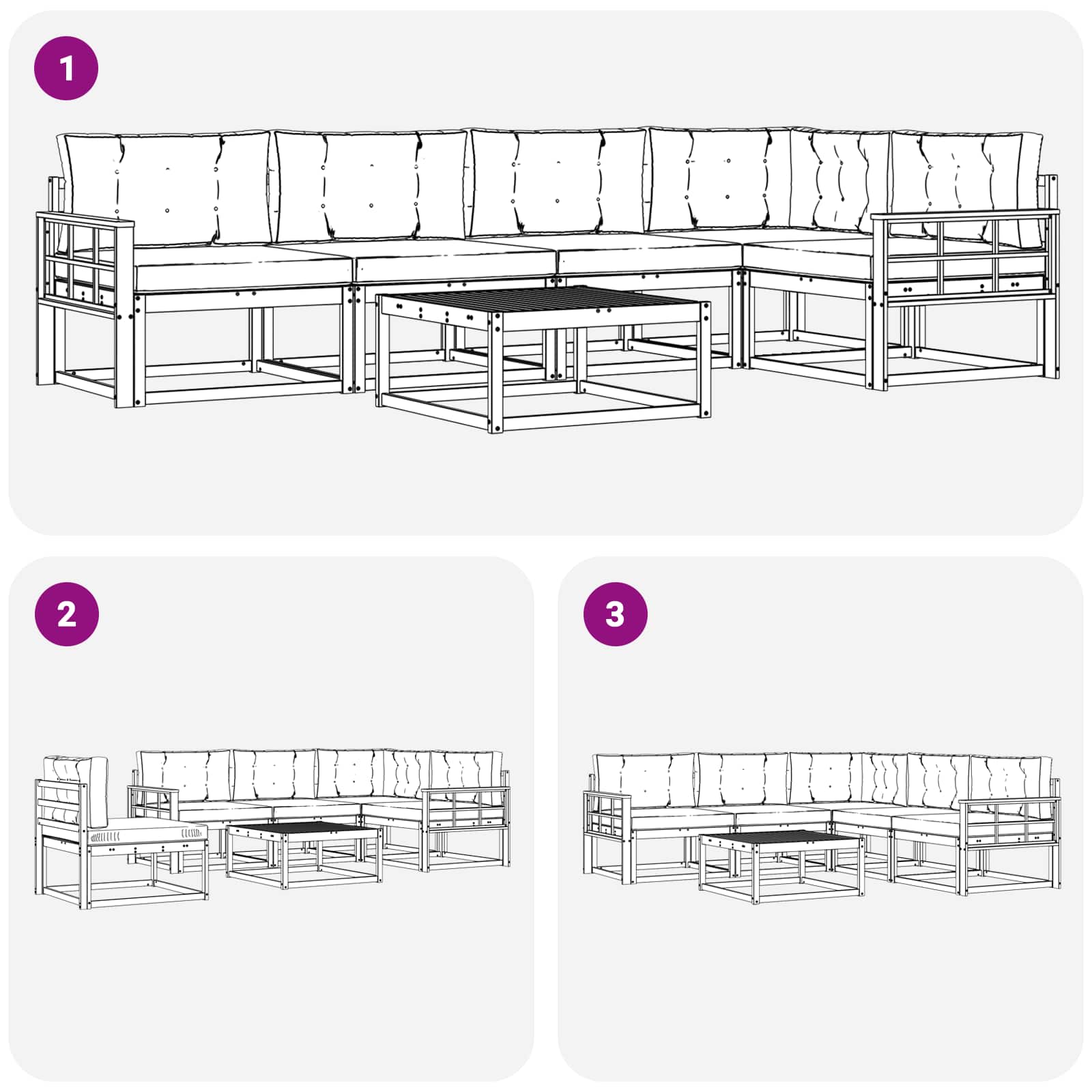 Set vanjskih sofa 6 pcs Bijela i krem 79 x 79 x 37 cm Poliester