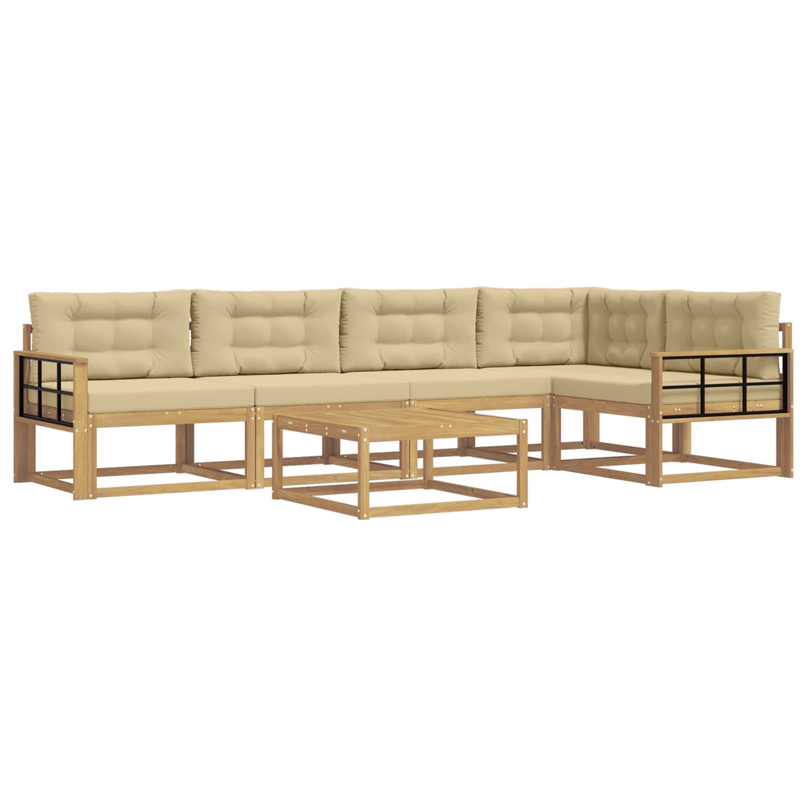 Set vanjskih sofa 6 pcs Bijela i bež 79 x 79 x 37 cm Poliester