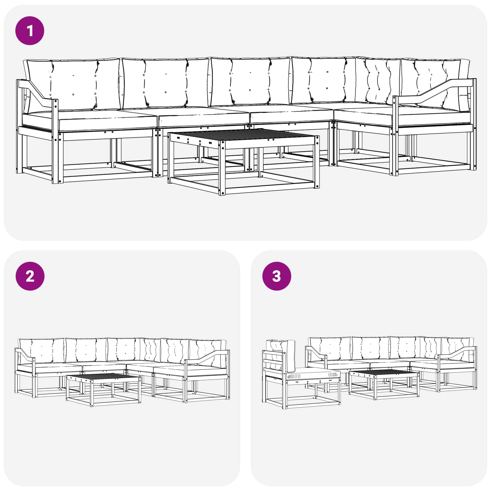 Set vanjskih sofa 6 pcs Bijela i antracit 79 x 79 x 37 cm