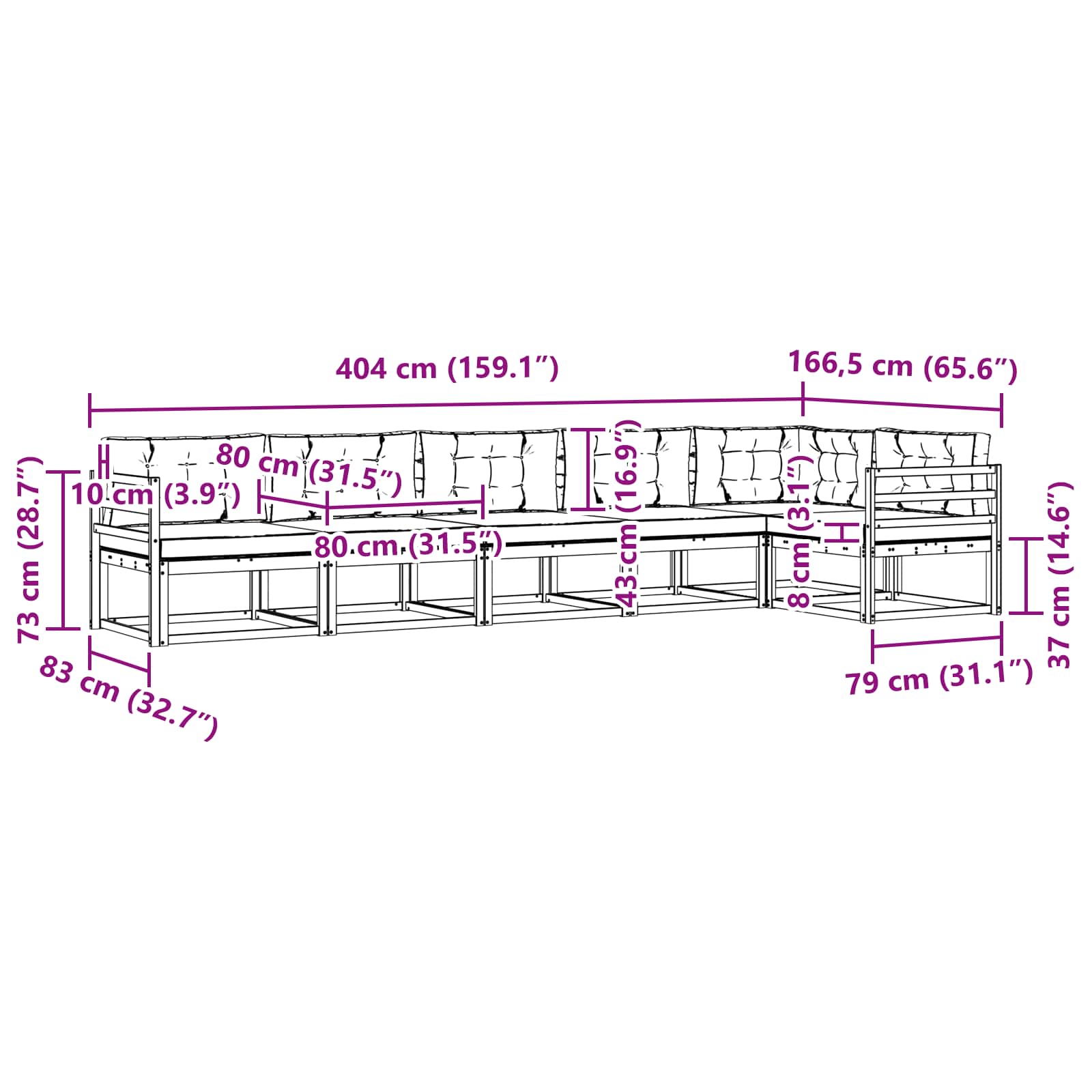 Set vanjskih sofa 4 pcs Bijela i svjetlosiva Poliester