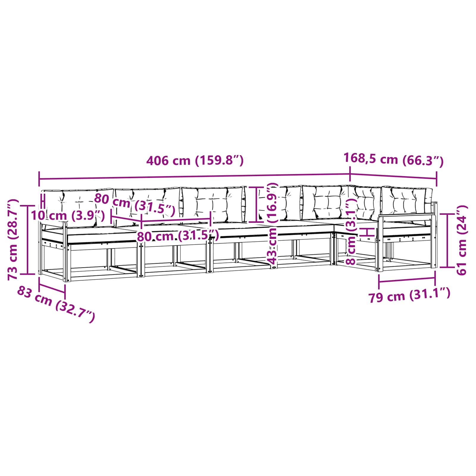 Set vanjskih sofa 4 pcs Bijela i svjetlosiva Poliester
