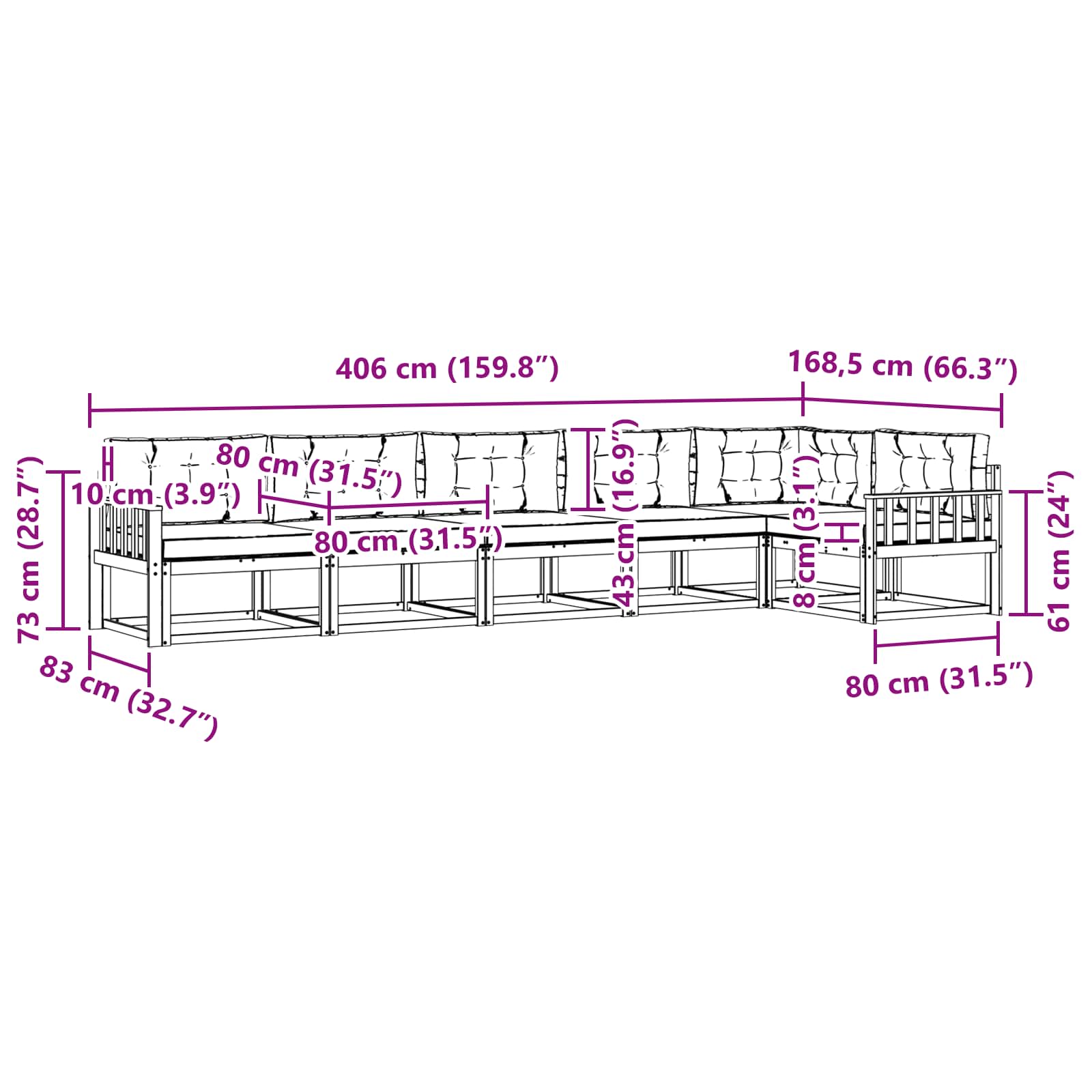 Set vanjskih sofa s jastukom 4 pcs Bijela i antracit Poliester