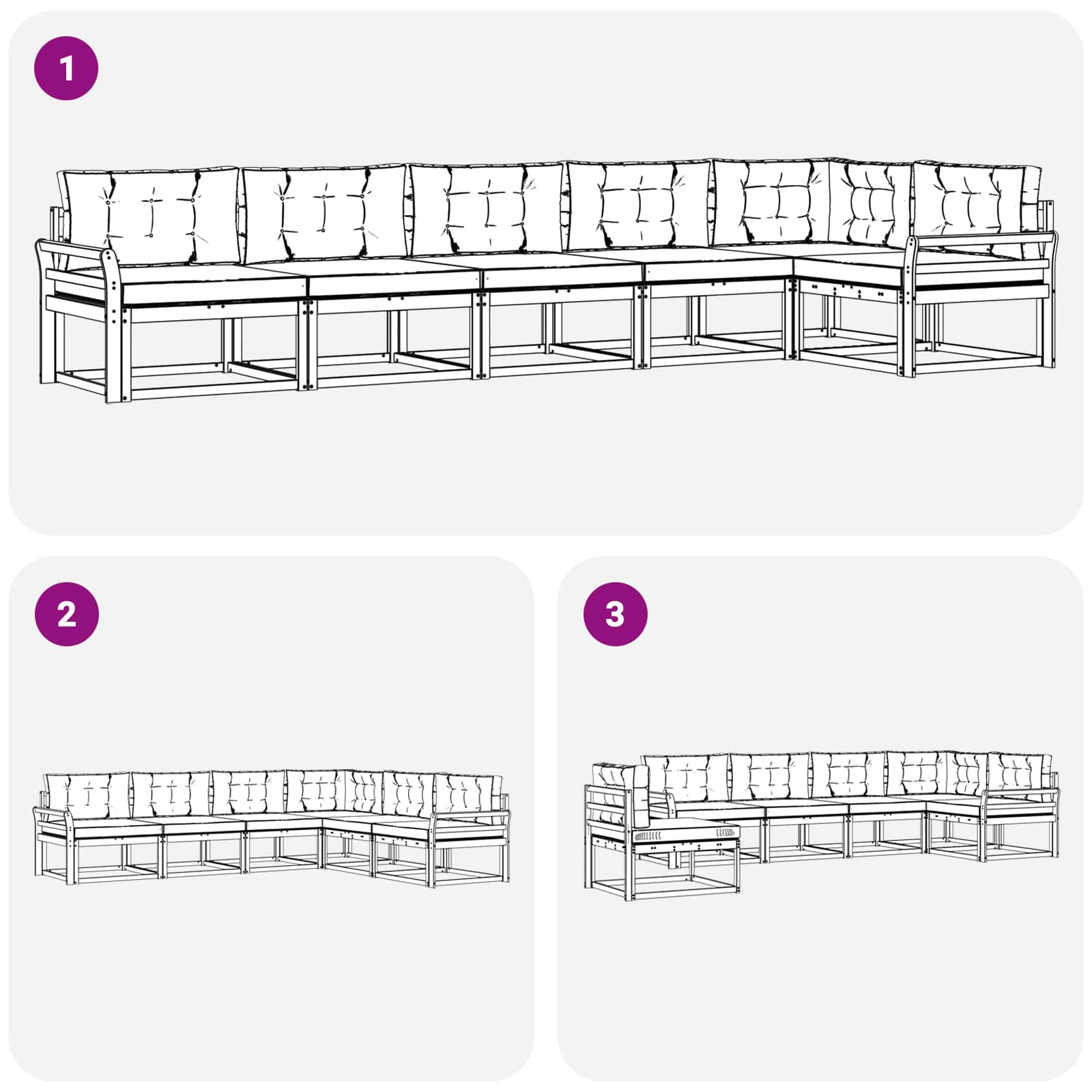 Set vanjskih sofa s jastukom 4 pcs Bijela i krem Poliester