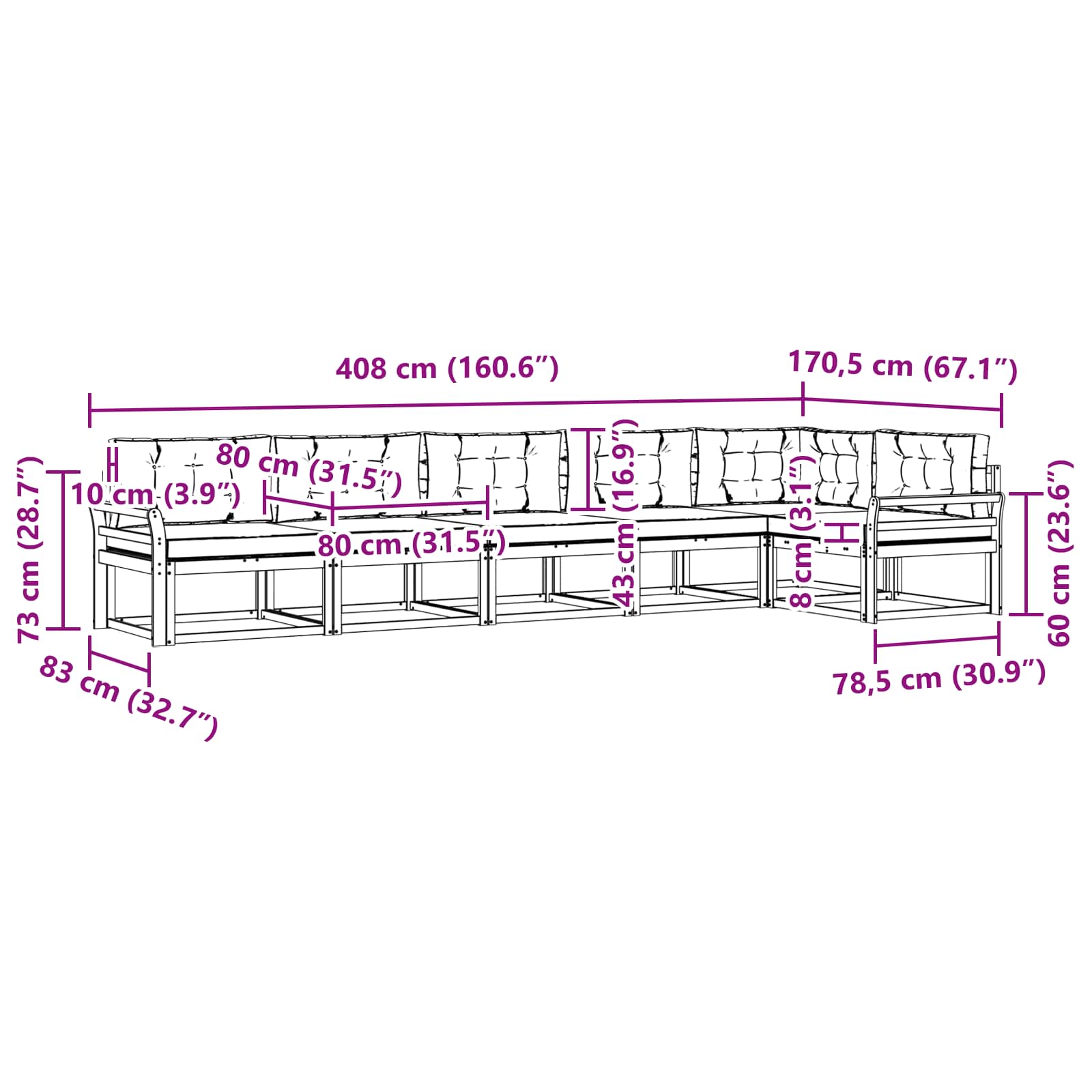 Set vanjskih sofa 4 pcs Bijela i svjetlosiva Poliester