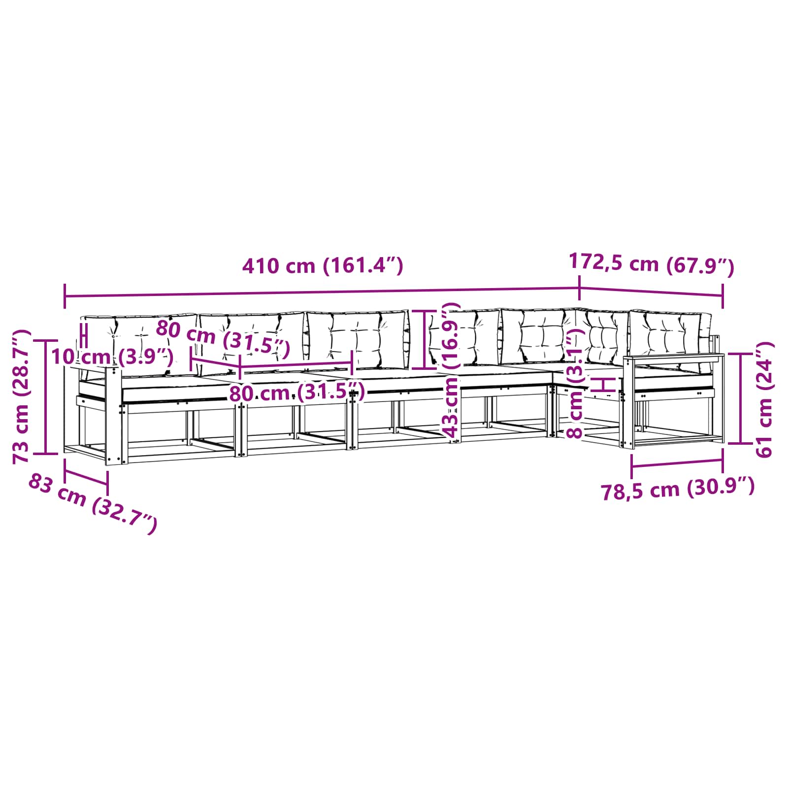Set vanjskih sofa s jastukom 4 pcs Bijela i krem Poliester