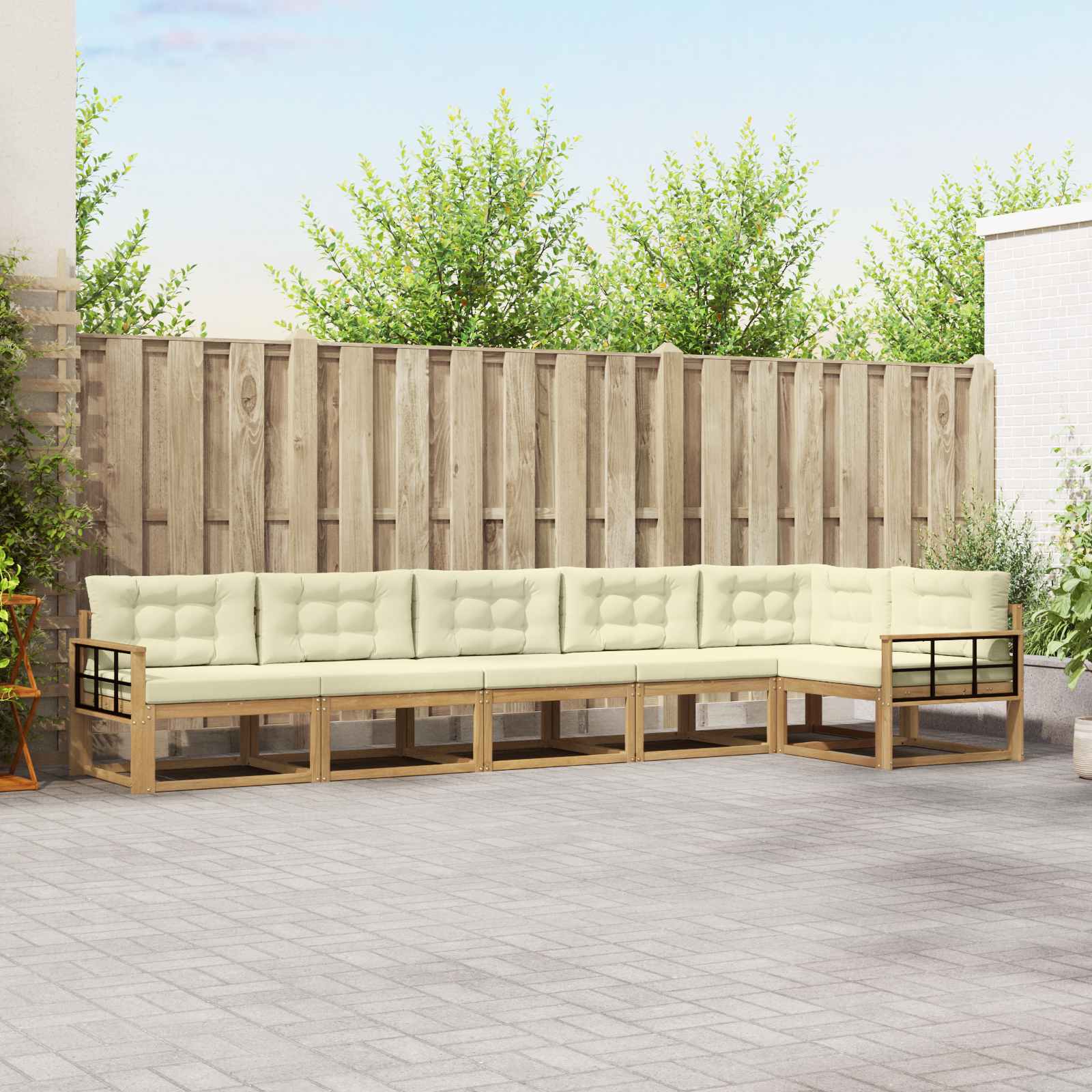 Set vanjskih sofa s jastukom 4 pcs Bijela i krem Poliester