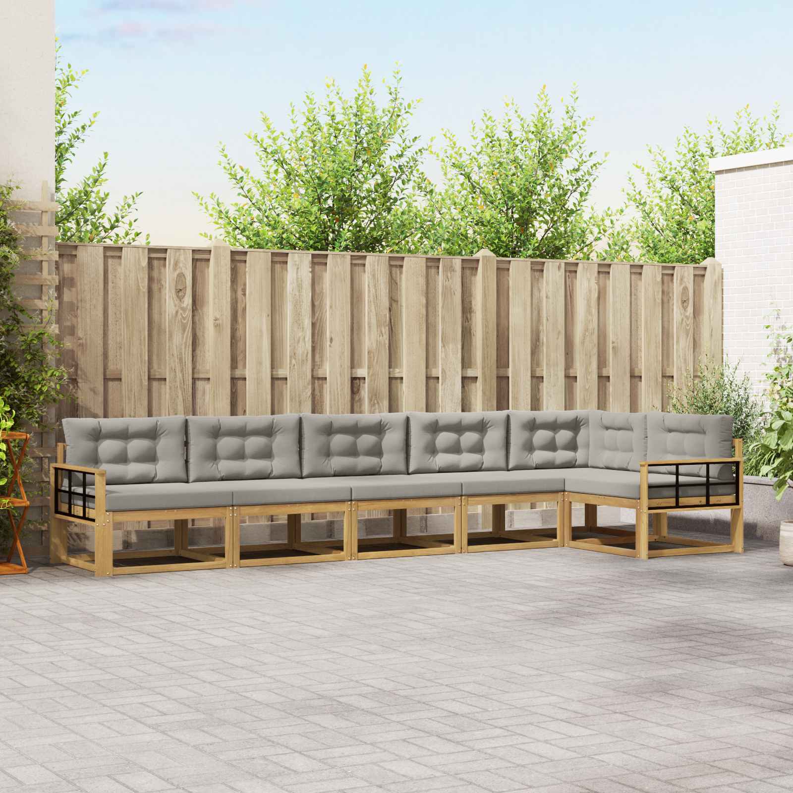 Set vanjskih sofa 4 pcs Bijela i svjetlosiva Poliester