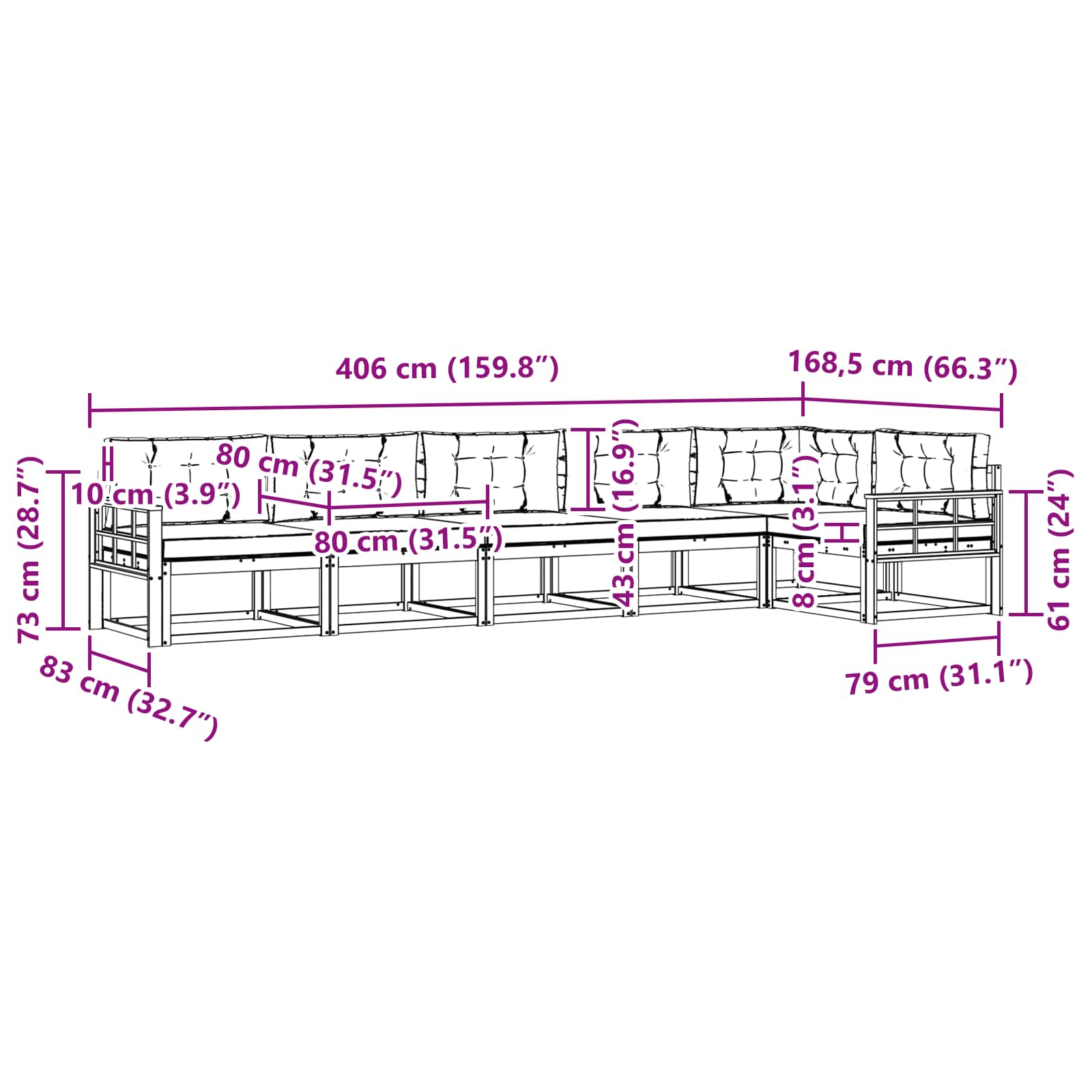 Set vanjskih sofa 4 pcs Bijela i svjetlosiva Poliester