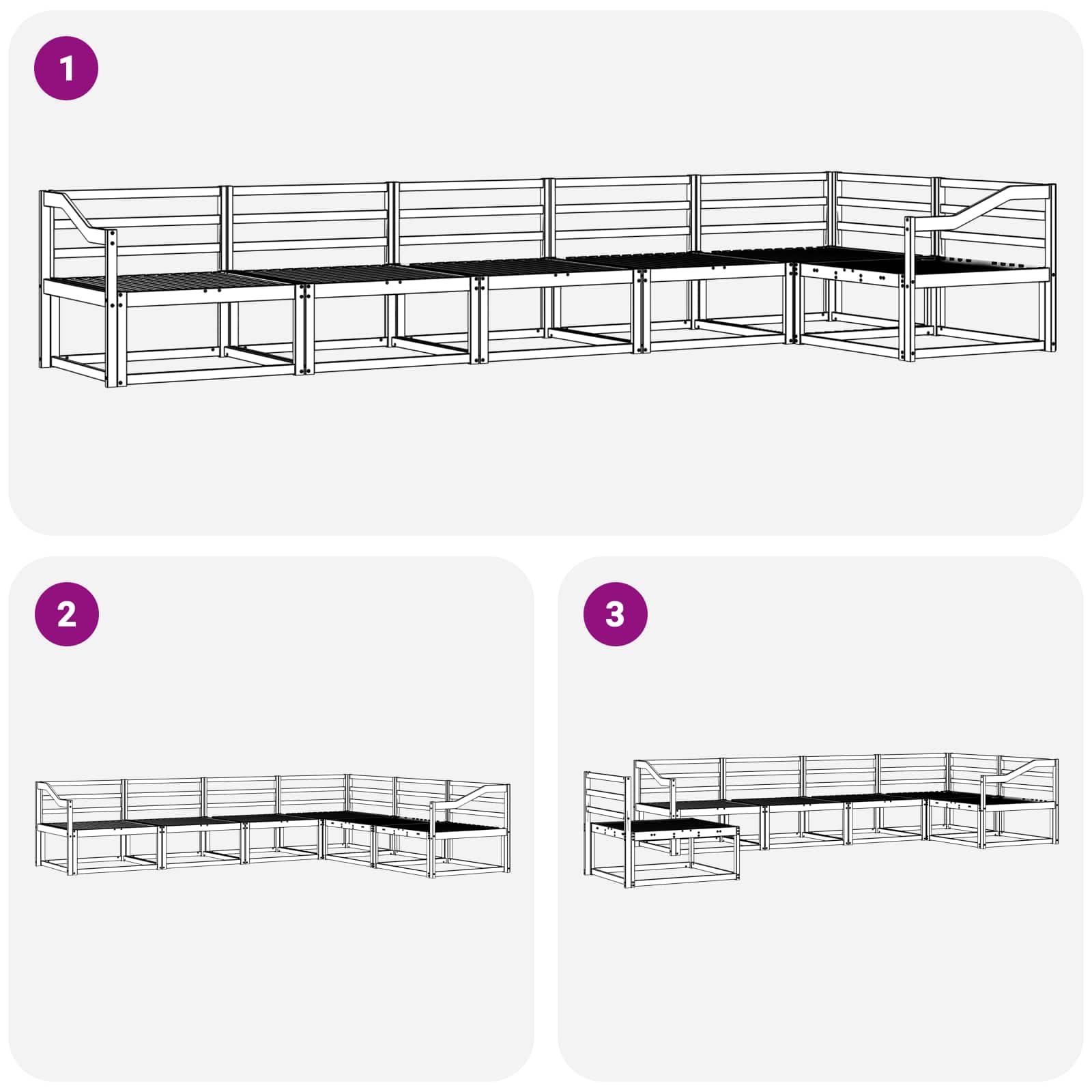 Set vanjskih sofa 6 pcs Bijela 404 x 166,5 x 73 cm