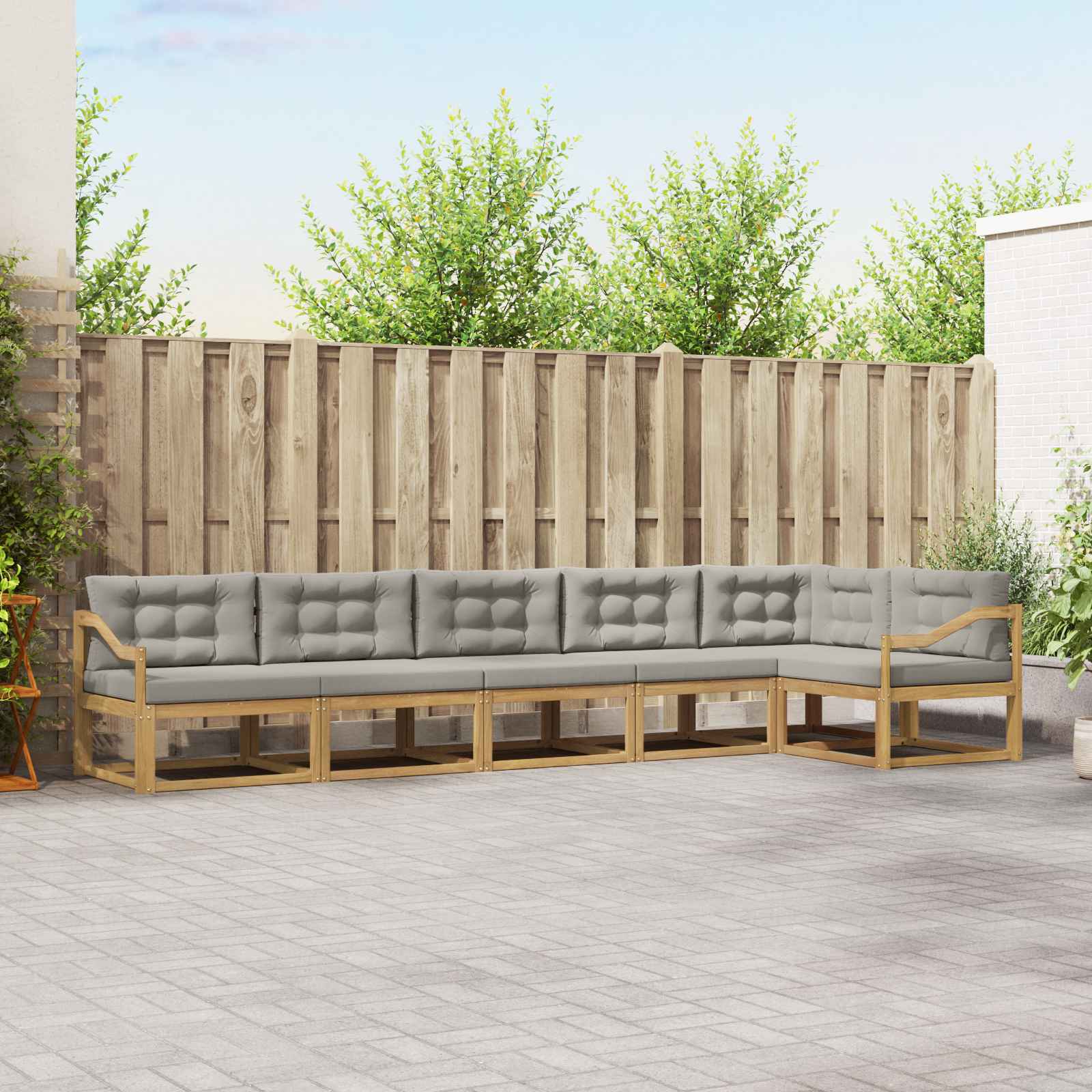 Set vanjskih sofa 4 pcs Bijela i svjetlosiva Poliester