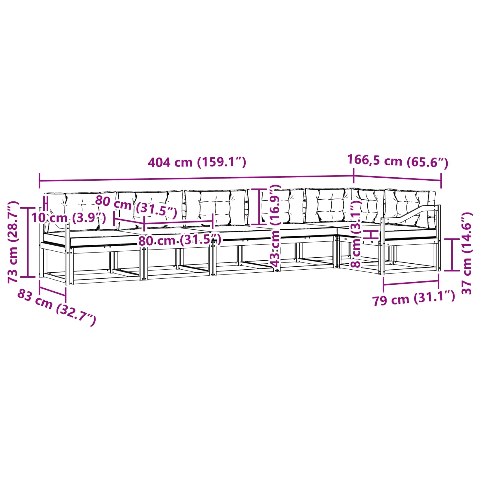 Set vanjskih sofa 4 pcs Bijela i svjetlosiva Poliester