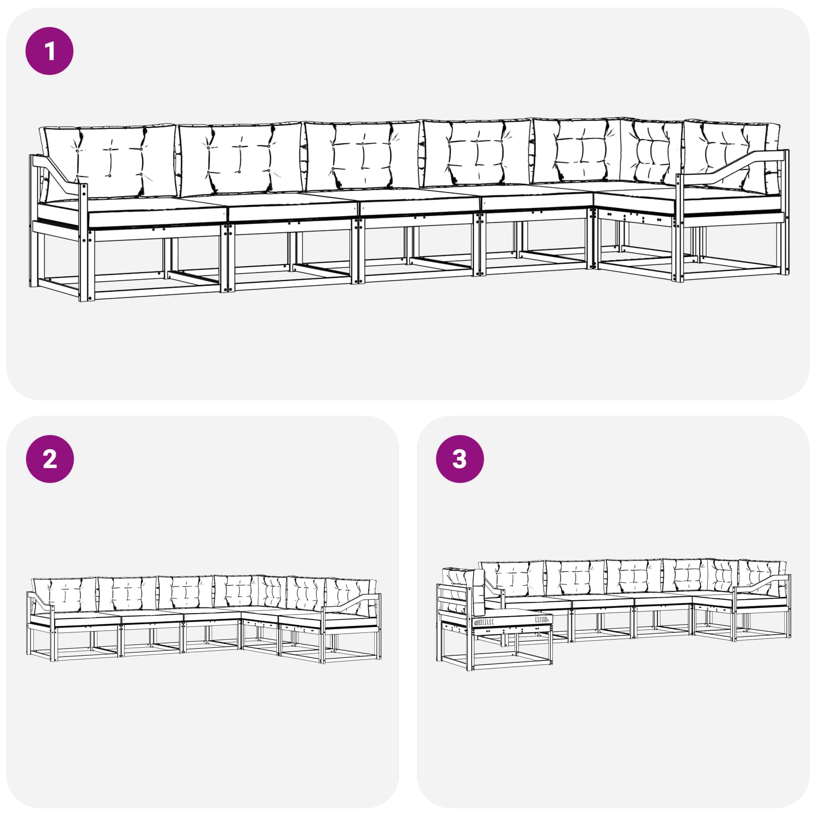 Set vanjskih sofa 4 pcs Bijela i svjetlosiva Poliester