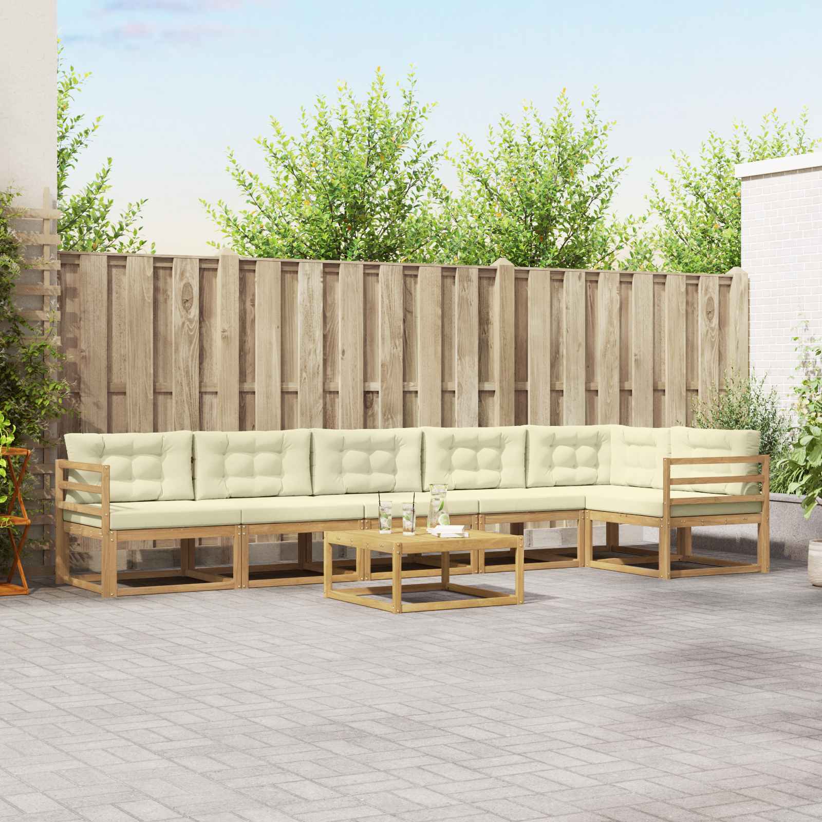 Set vanjskih sofa 7 pcs Bijela i krem 79 x 79 x 37 cm Poliester