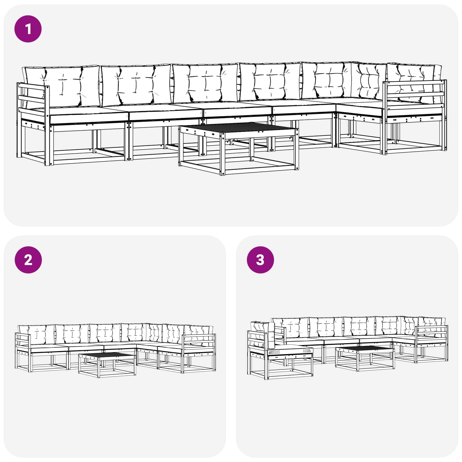 Set vanjskih sofa 7 pcs Bijela i krem 79 x 79 x 37 cm Poliester