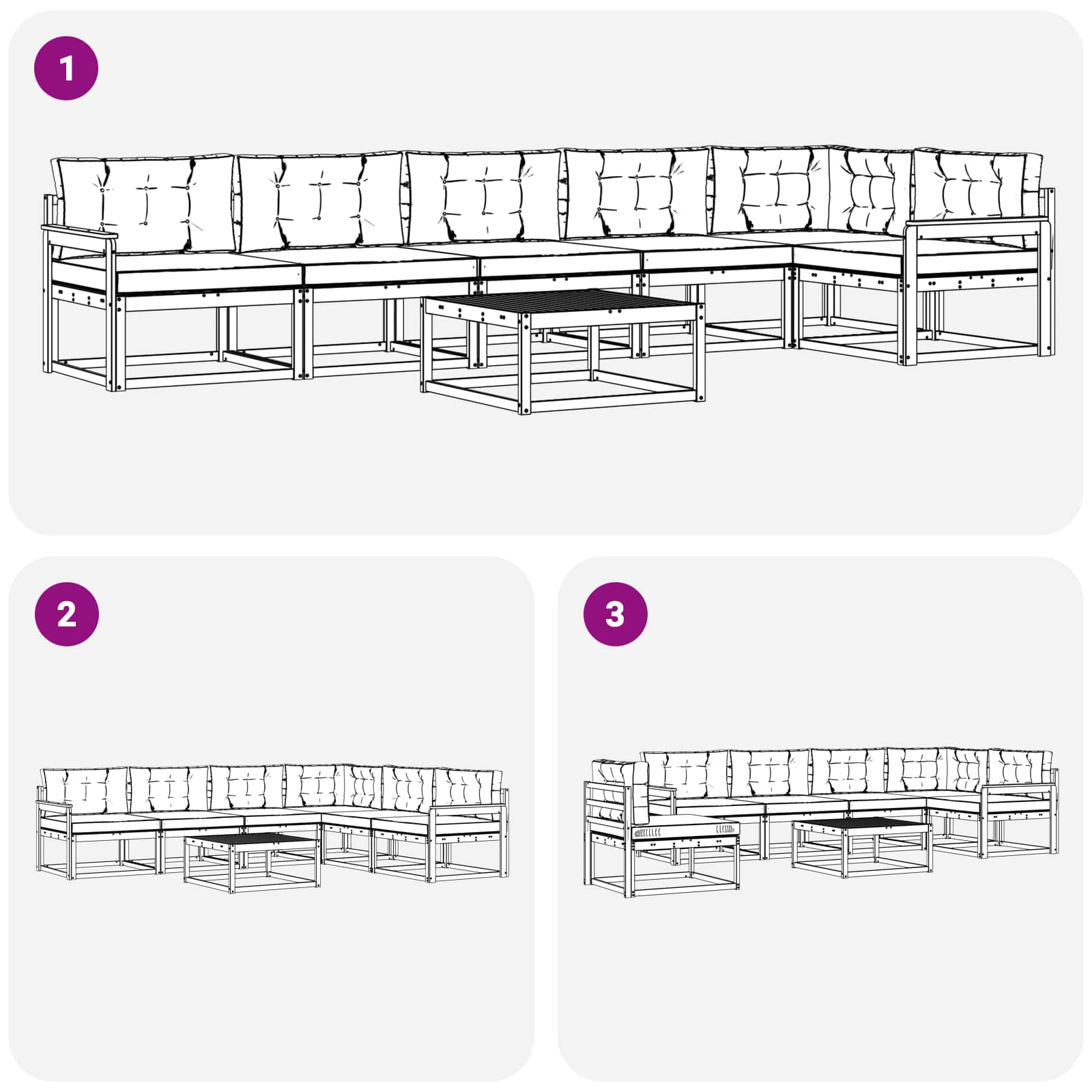 Set vanjskih sofa 7 pcs Bijela i antracit 79 x 79 x 37 cm
