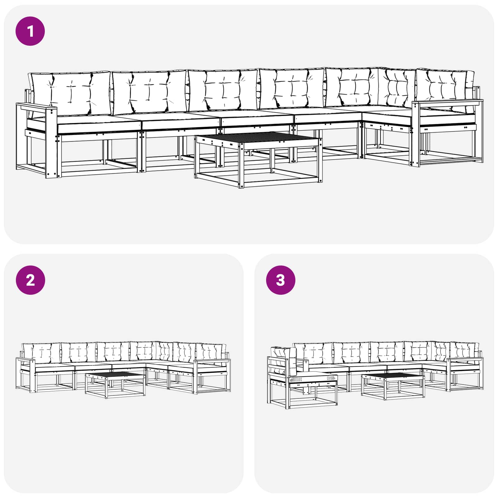 Set vanjskih sofa 7 pcs Bijela i bež 79 x 79 x 37 cm Poliester