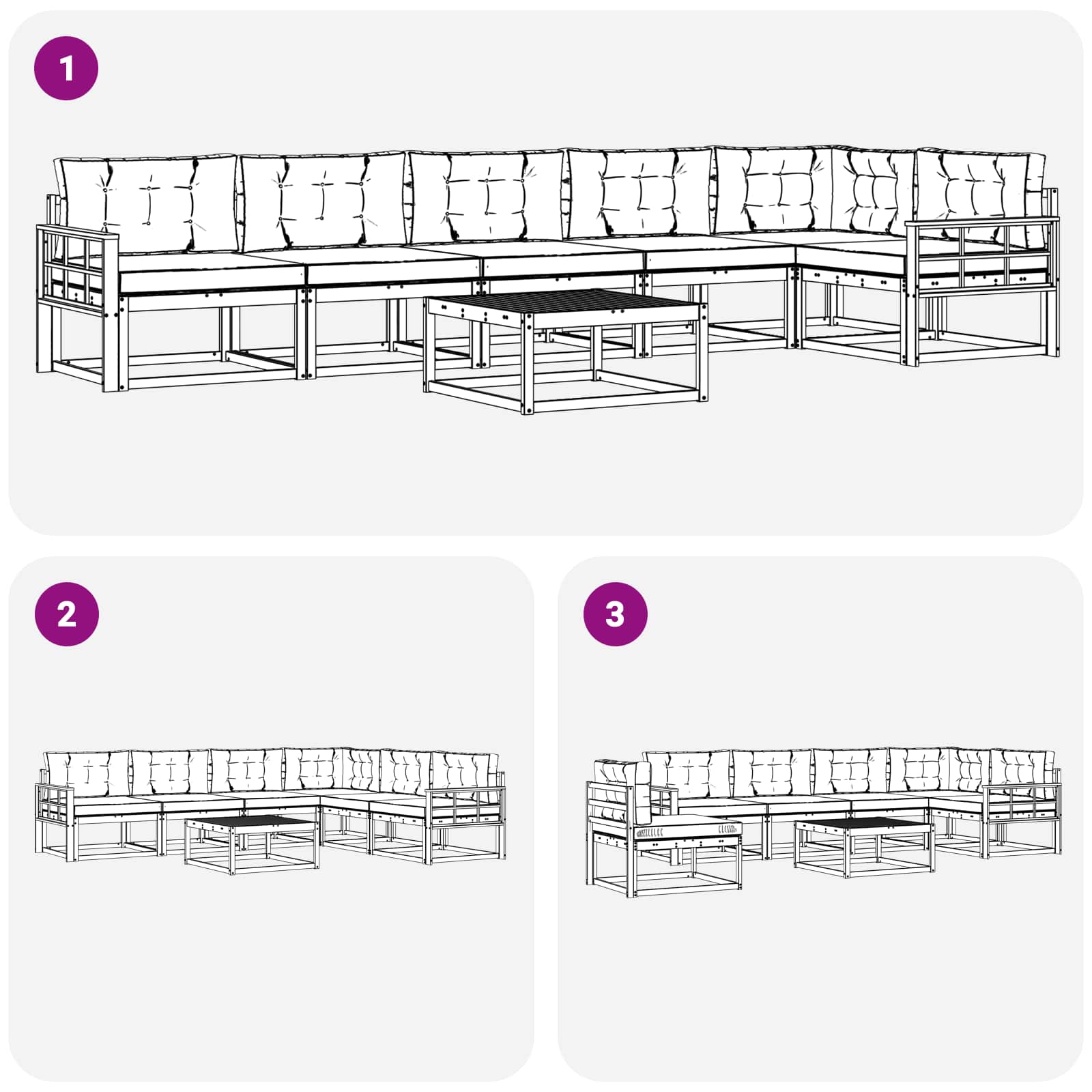 Set vanjskih sofa 7 pcs Bijela i svjetlosiva 79 x 79 x 37 cm