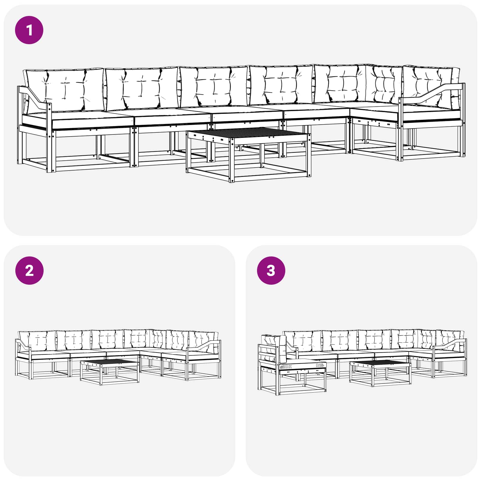 Set vanjskih sofa 7 pcs Bijela i bež 79 x 79 x 37 cm Poliester