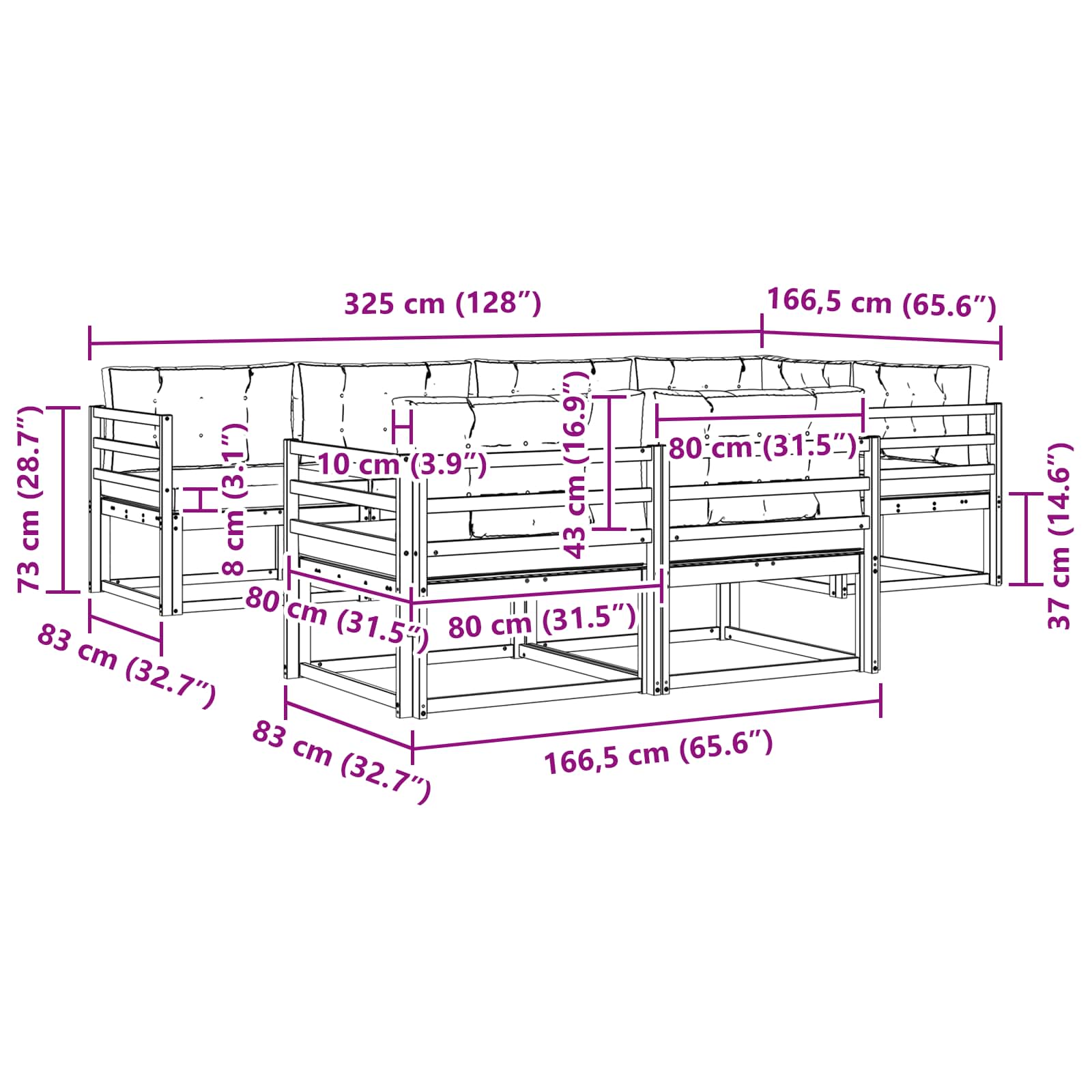 Set vanjskih sofa s jastukom 6 pcs Bijela i antracit Poliester