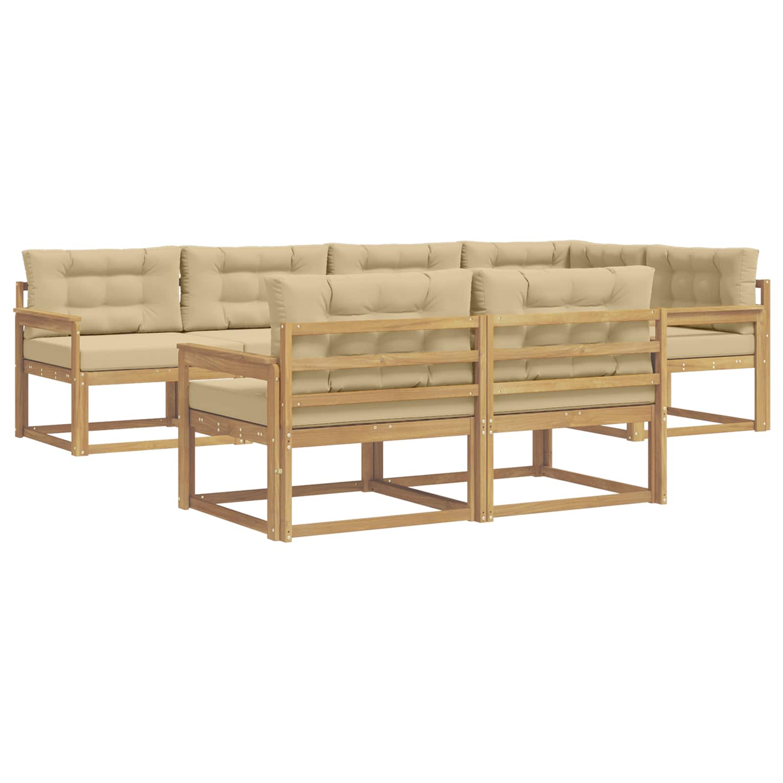 Set vanjskih sofa s jastukom 6 pcs Bijela i bež Poliester