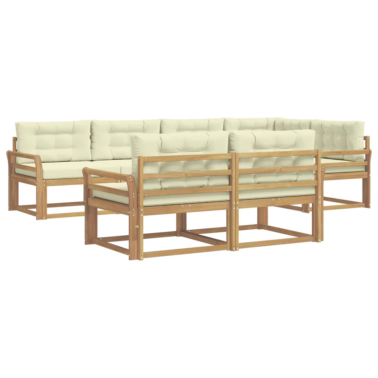 Set vanjskih sofa s jastukom 6 pcs Bijela i krem Poliester