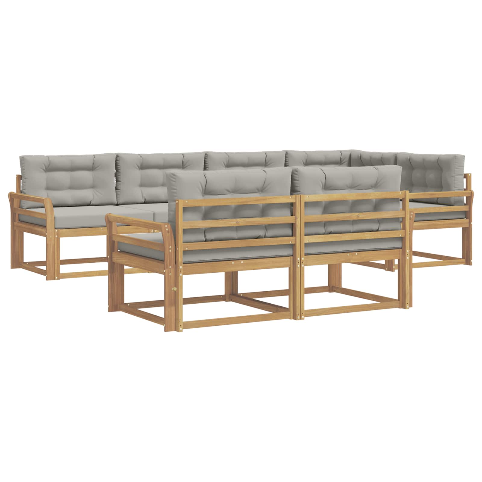 Set vanjskih sofa 6 pcs Bijela i svjetlosiva Poliester