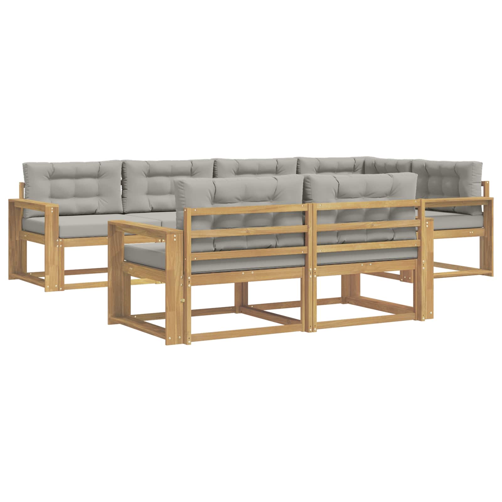 Set vanjskih sofa 6 pcs Bijela i svjetlosiva Poliester