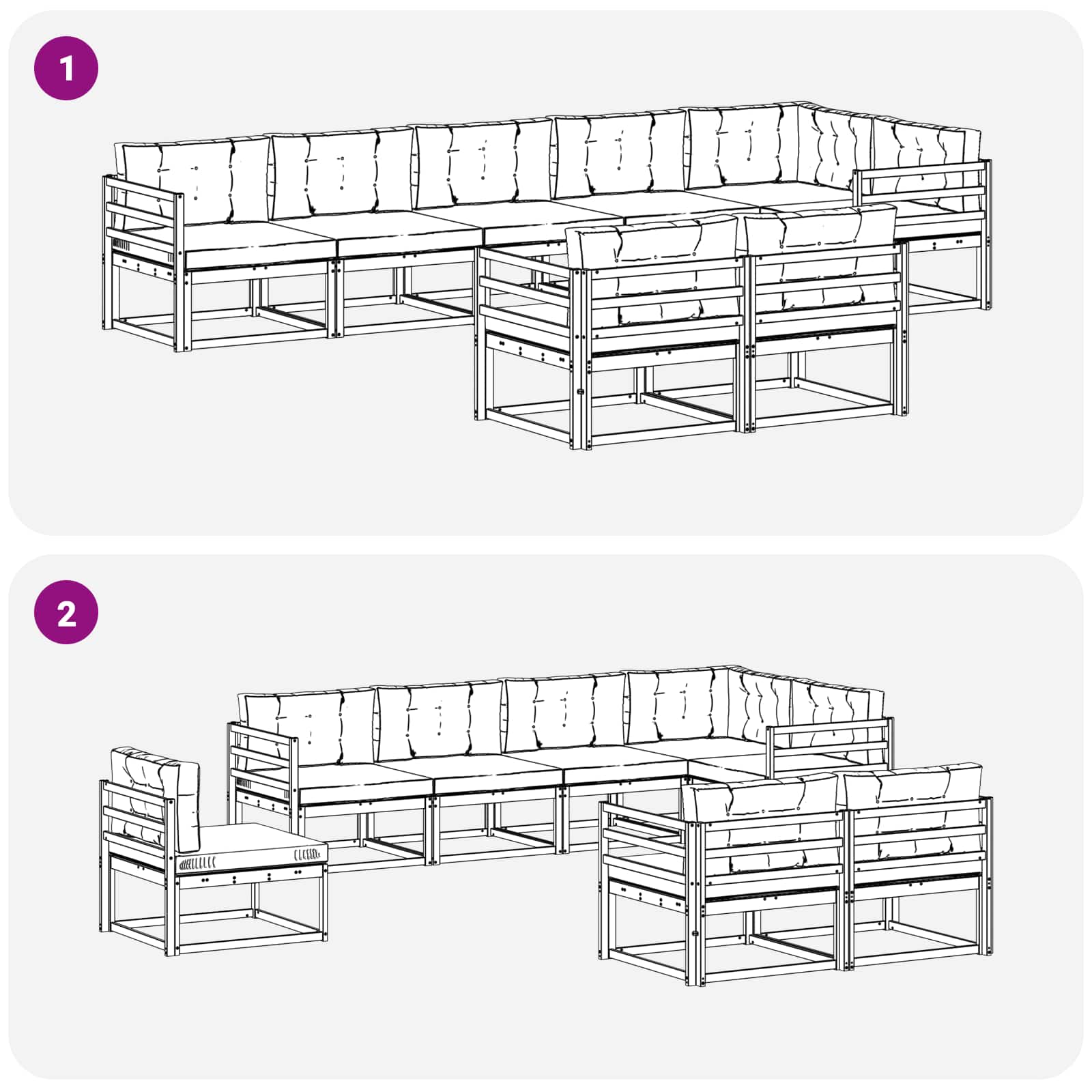Set vanjskih sofa s jastukom 6 pcs Bijela i krem Poliester