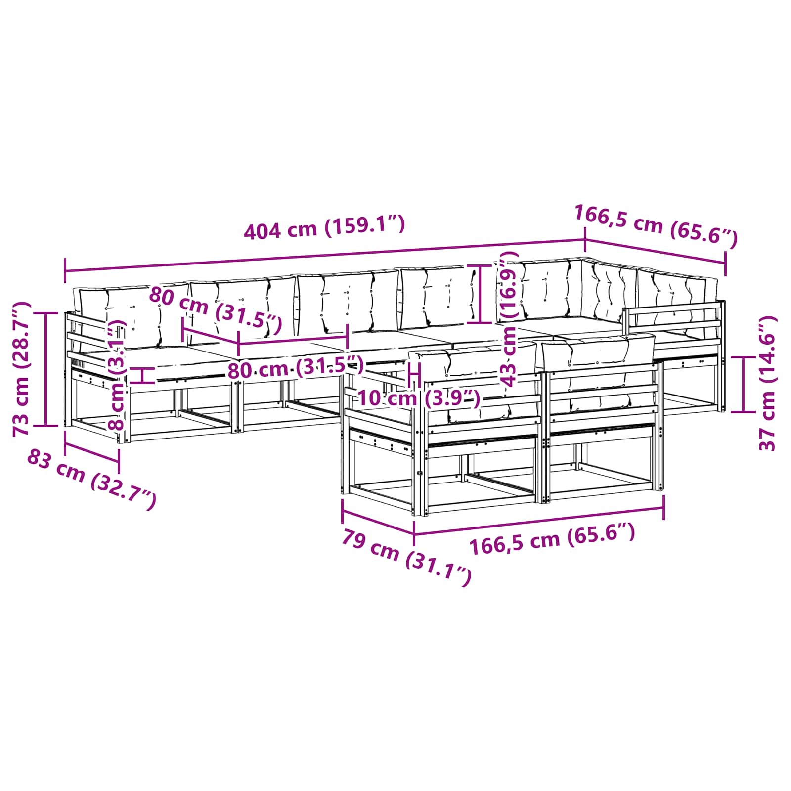 Set vanjskih sofa 6 pcs Bijela i svjetlosiva Poliester
