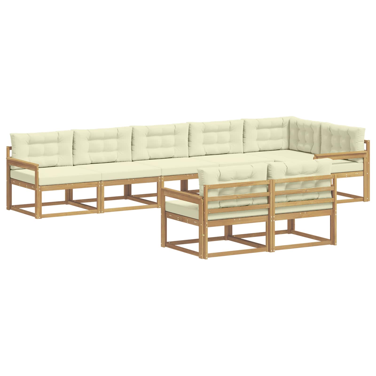Set vanjskih sofa s jastukom 6 pcs Bijela i krem Poliester