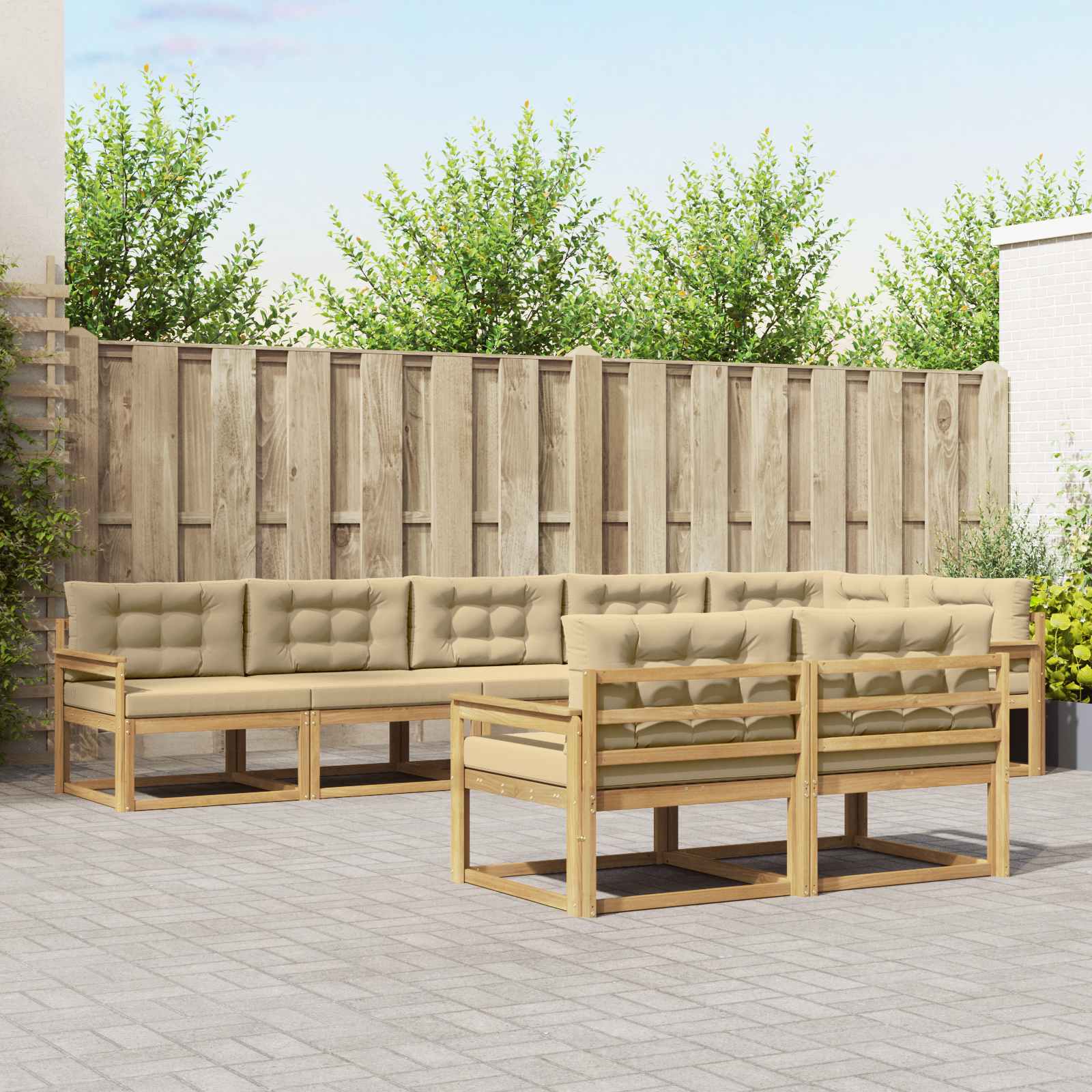 Set vanjskih sofa s jastukom 6 pcs Bijela i bež Poliester