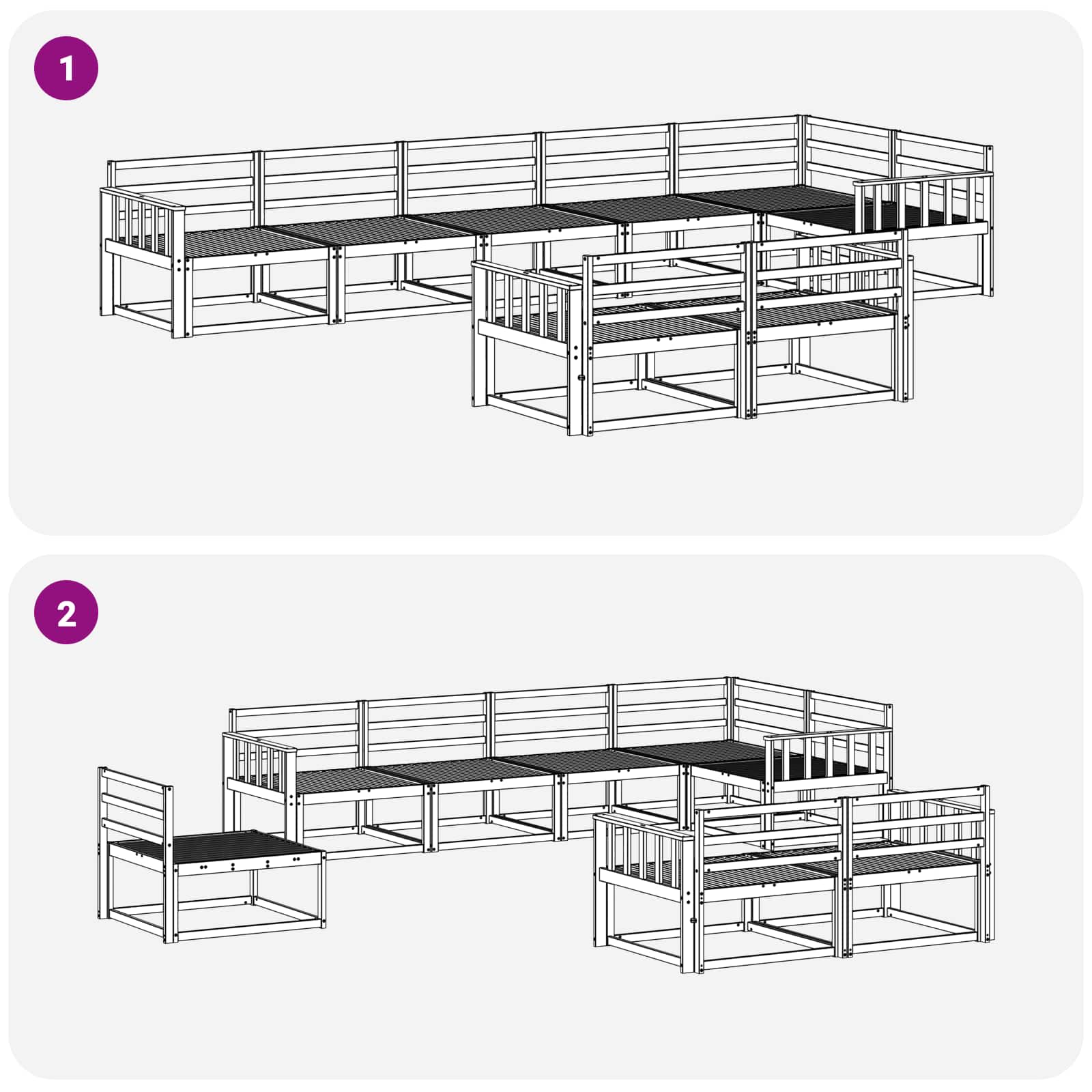 Set vanjskih sofa 8 pcs Bijela 406 x 168,5 x 73 cm