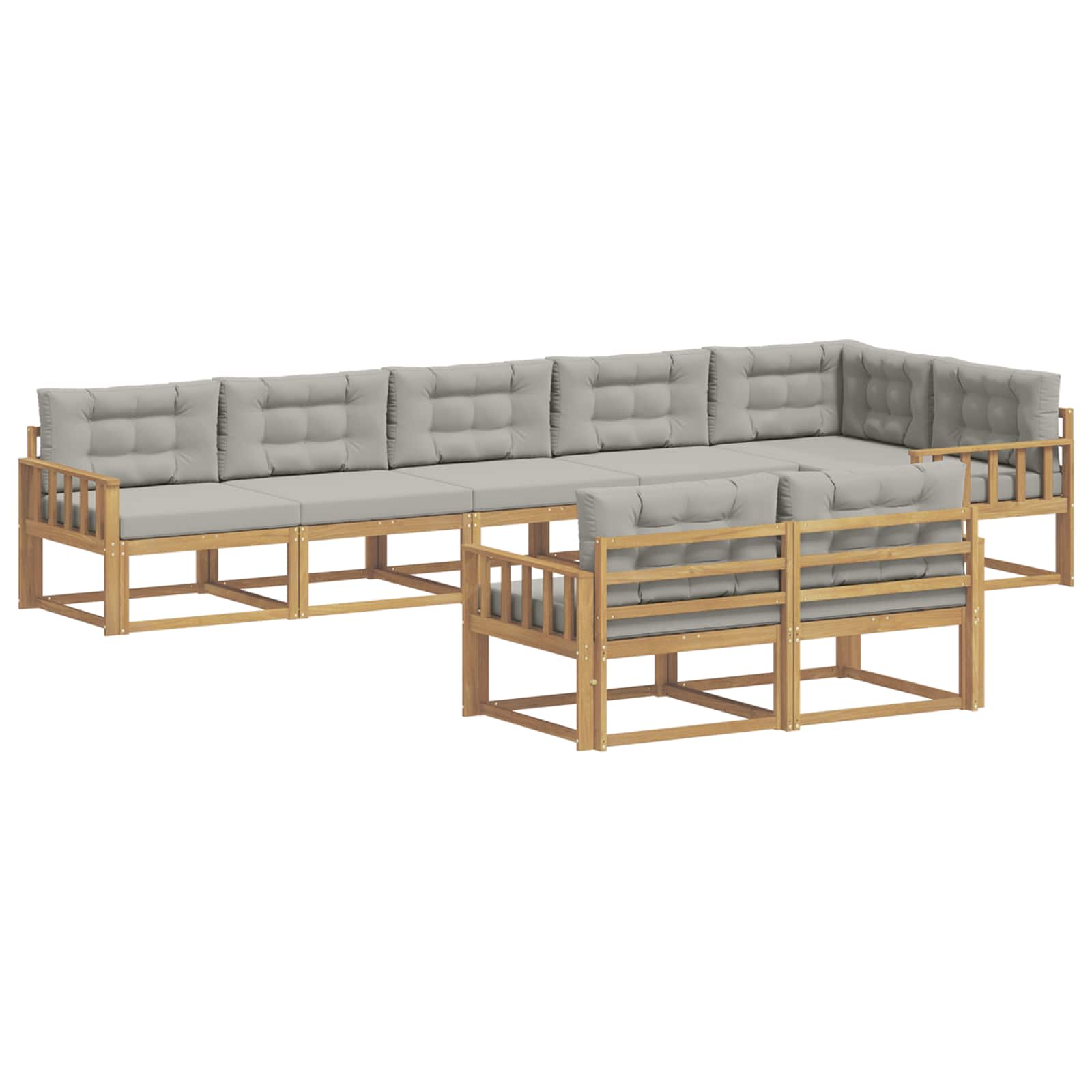 Set vanjskih sofa 6 pcs Bijela i svjetlosiva Poliester
