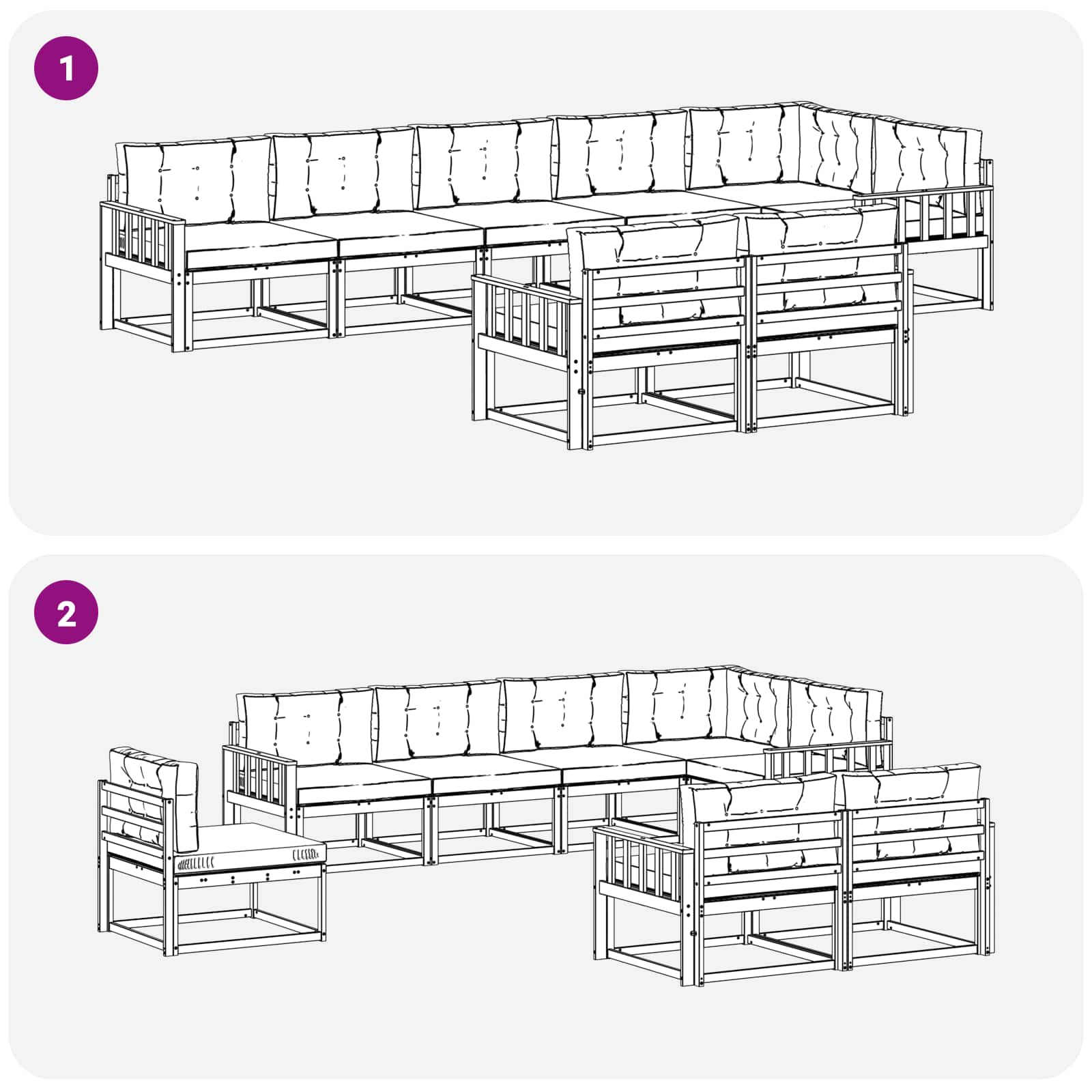 Set vanjskih sofa 6 pcs Bijela i svjetlosiva Poliester