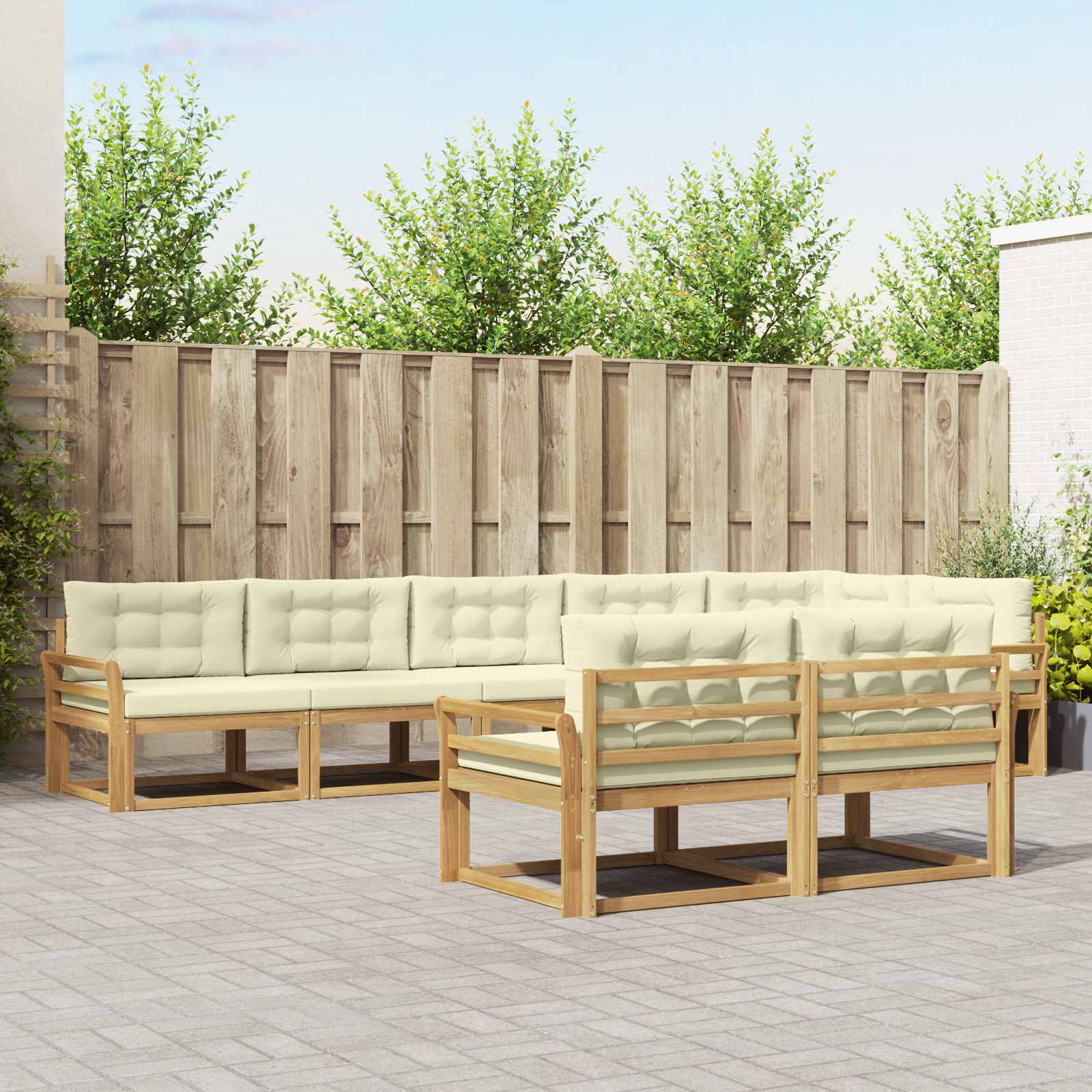Set vanjskih sofa s jastukom 6 pcs Bijela i krem Poliester
