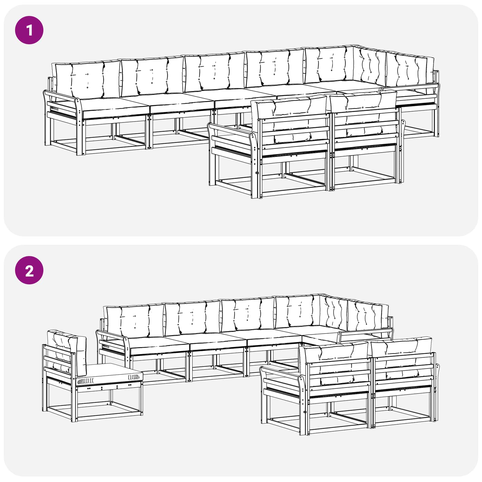 Set vanjskih sofa s jastukom 6 pcs Bijela i krem Poliester