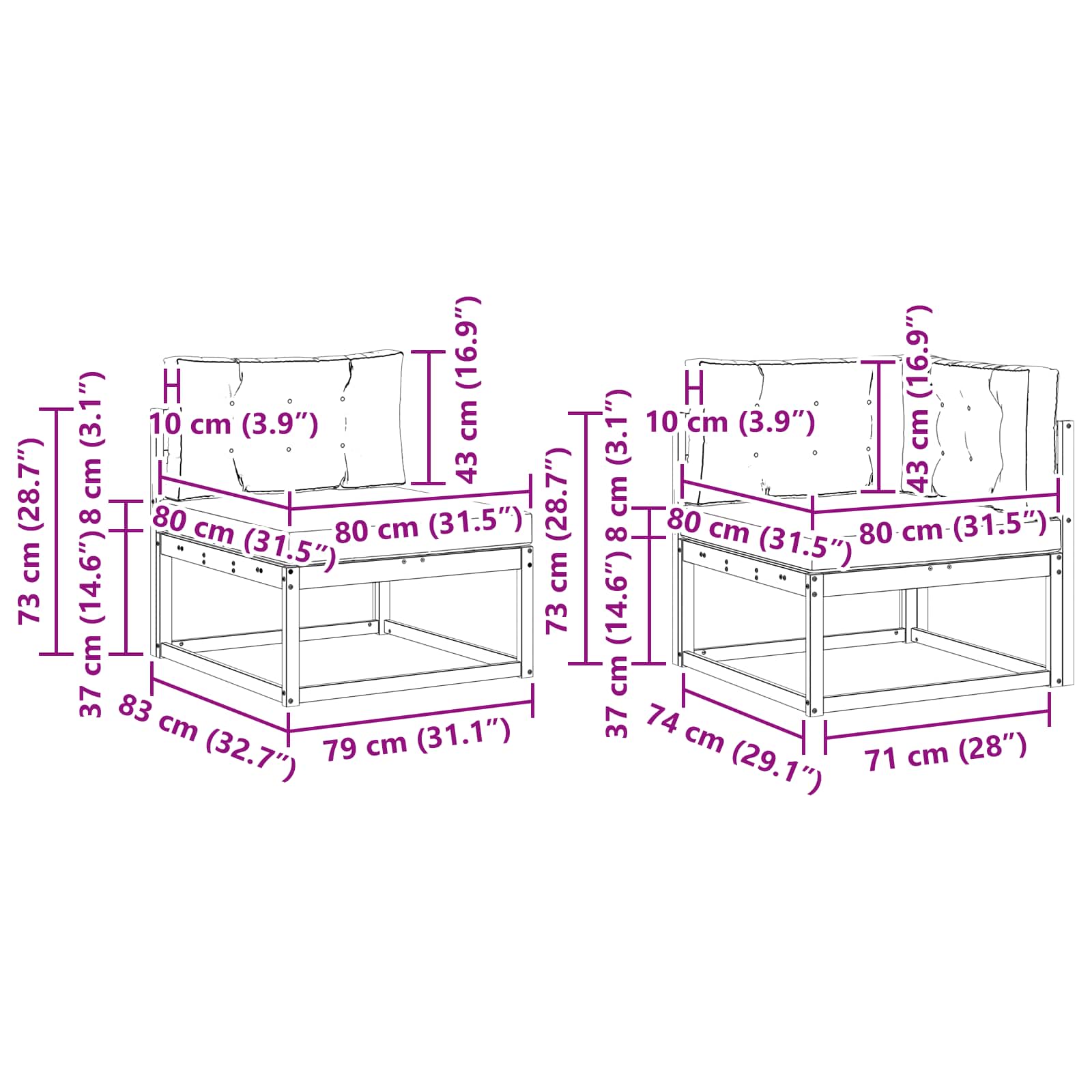 Set vanjskih sofa s jastukom 6 pcs Bijela i antracit Poliester