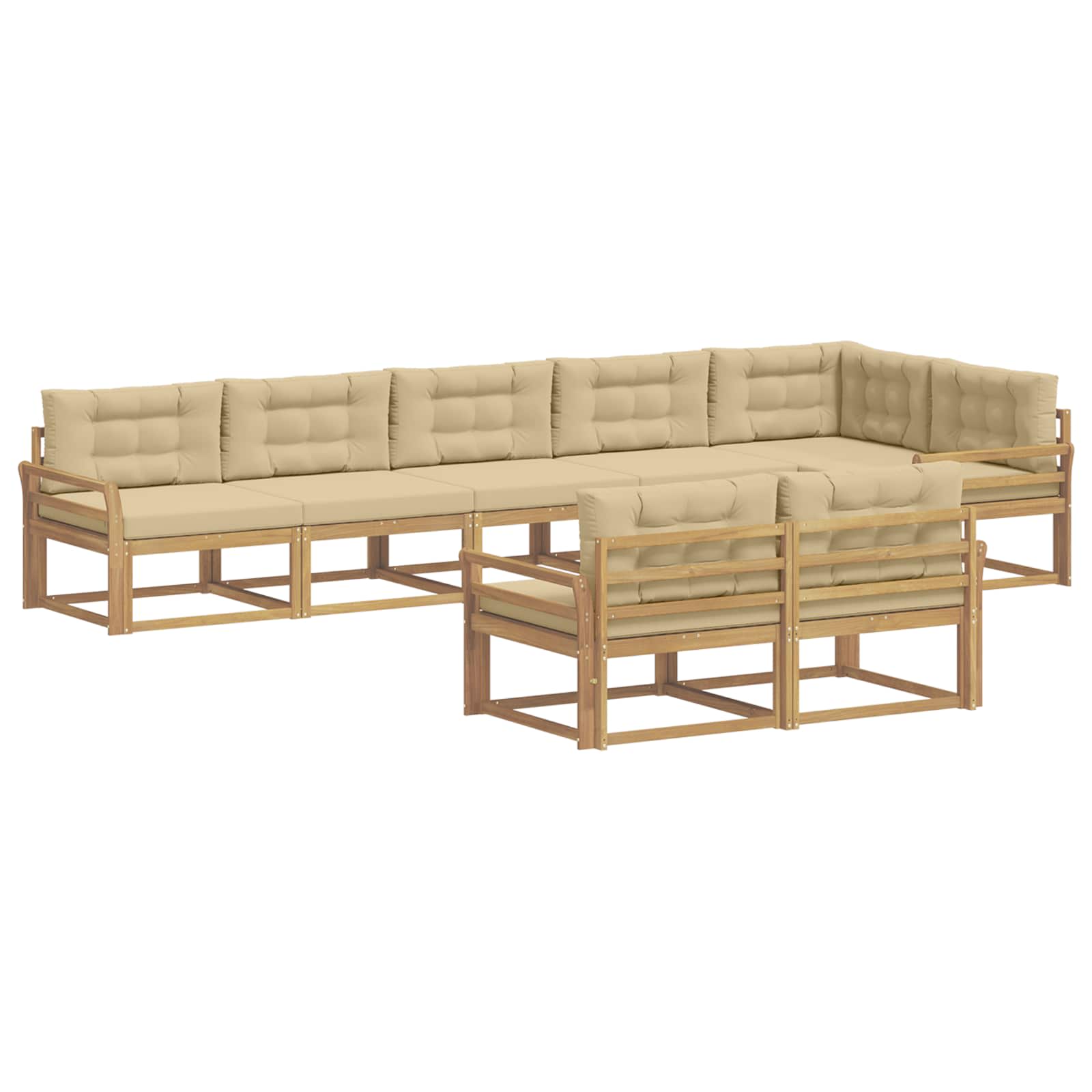 Set vanjskih sofa s jastukom 6 pcs Bijela i bež Poliester