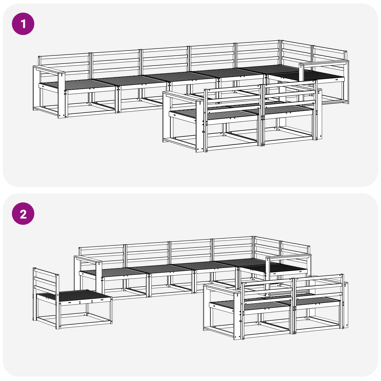 Set vanjskih sofa 8 pcs Bijela 410 x 172,5 x 73 cm