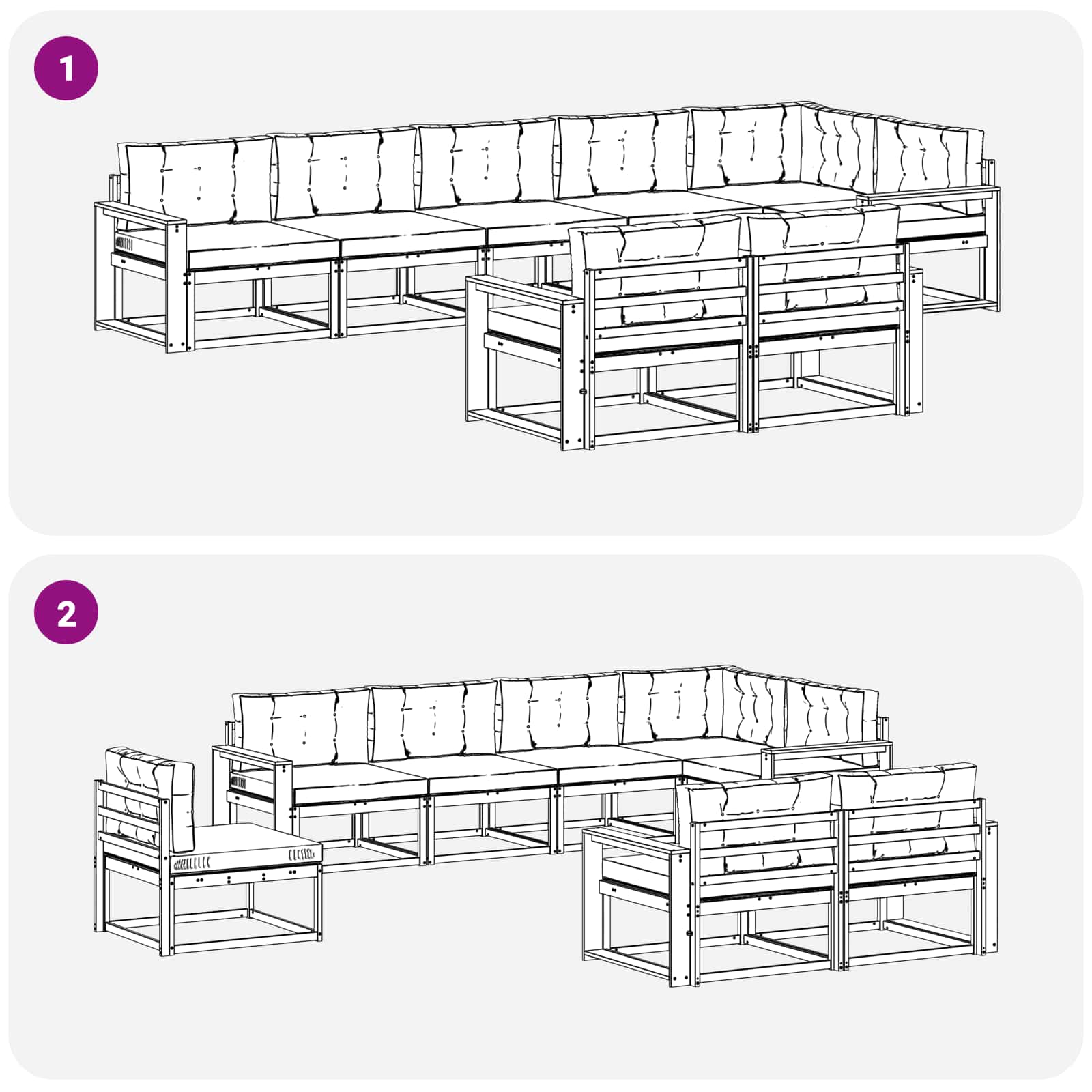 Set vanjskih sofa 6 pcs Bijela i svjetlosiva Poliester