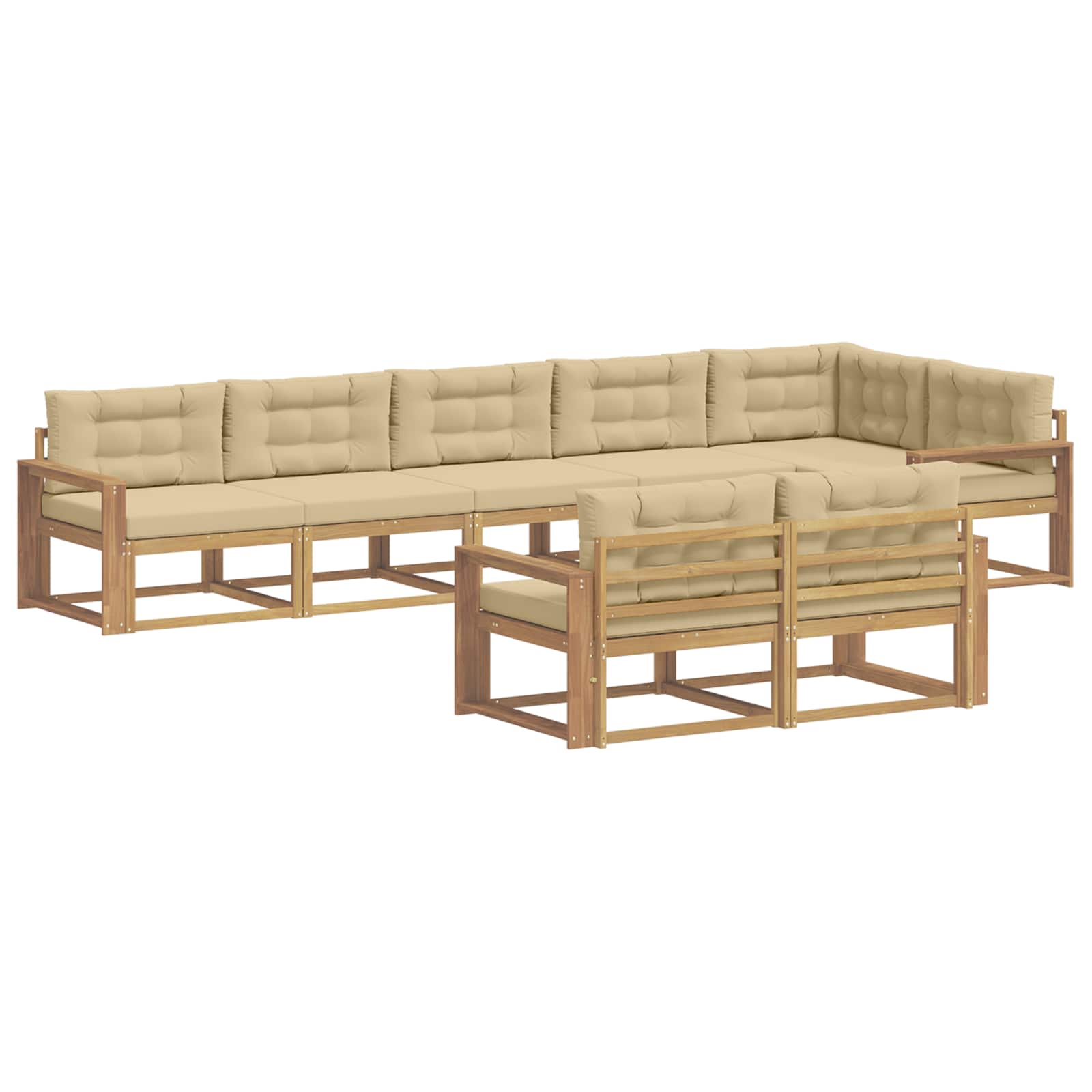 Set vanjskih sofa s jastukom 6 pcs Bijela i bež Poliester
