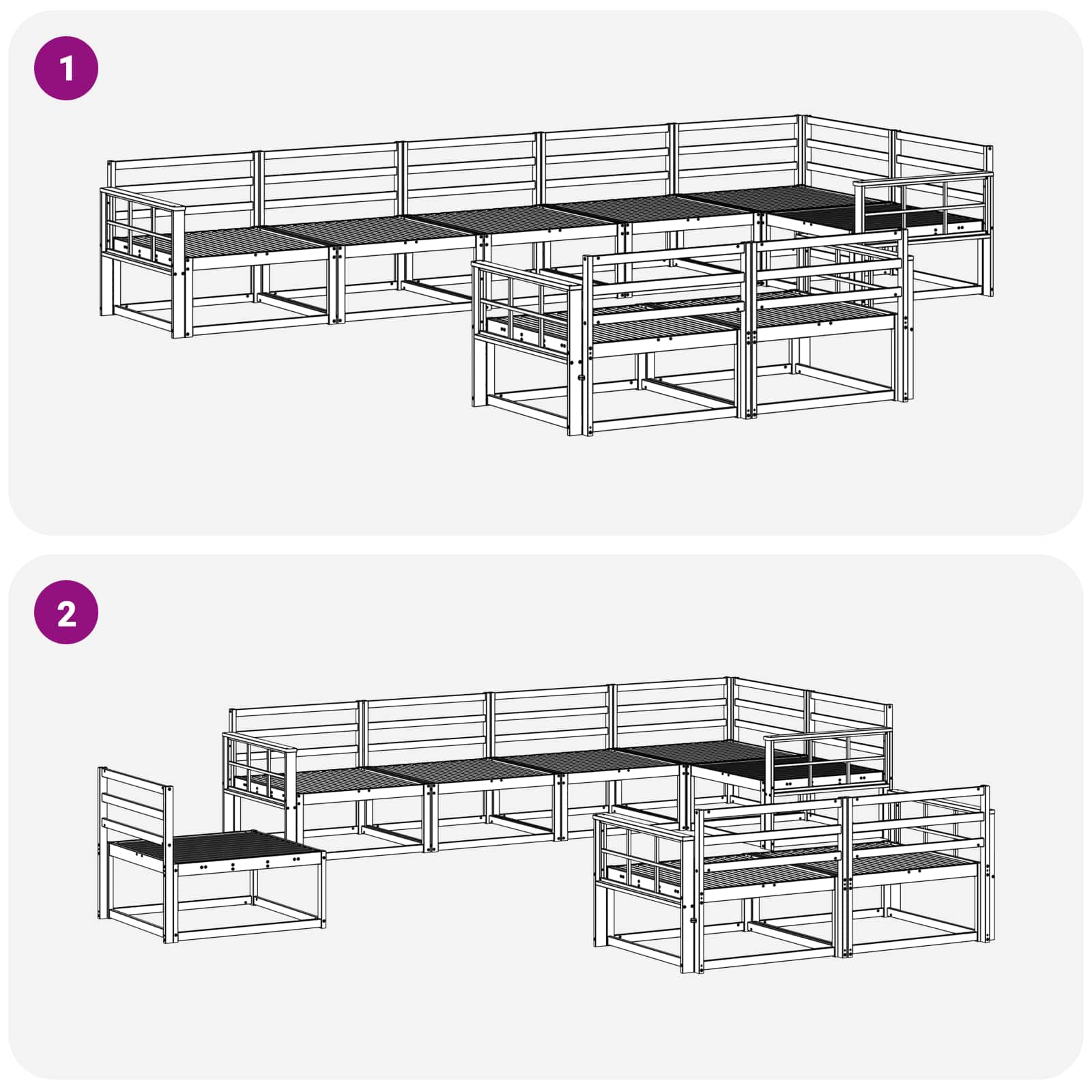 Set vanjskih sofa 8 pcs Bijela 406 x 168,5 x 73 cm