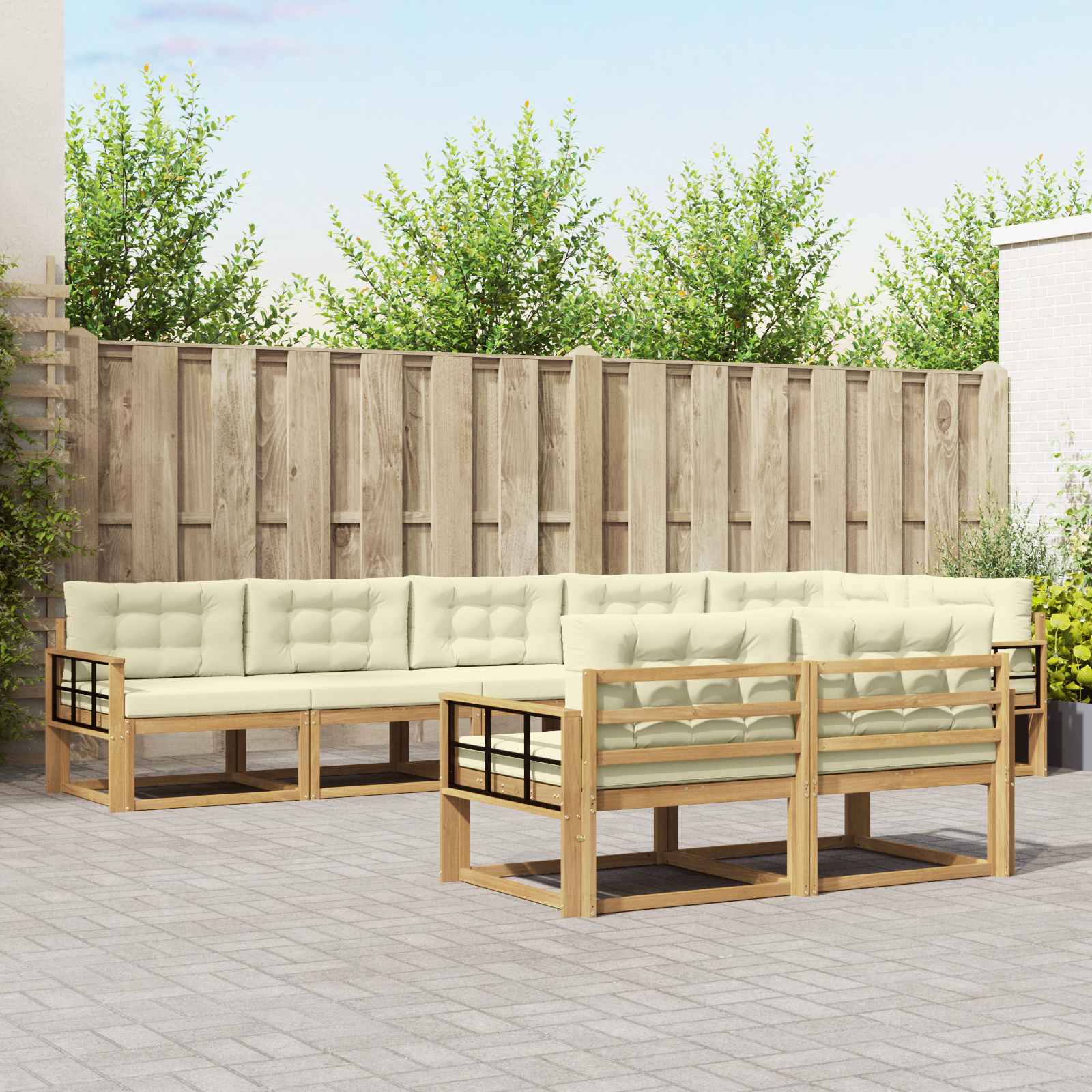 Set vanjskih sofa s jastukom 6 pcs Bijela i krem Poliester