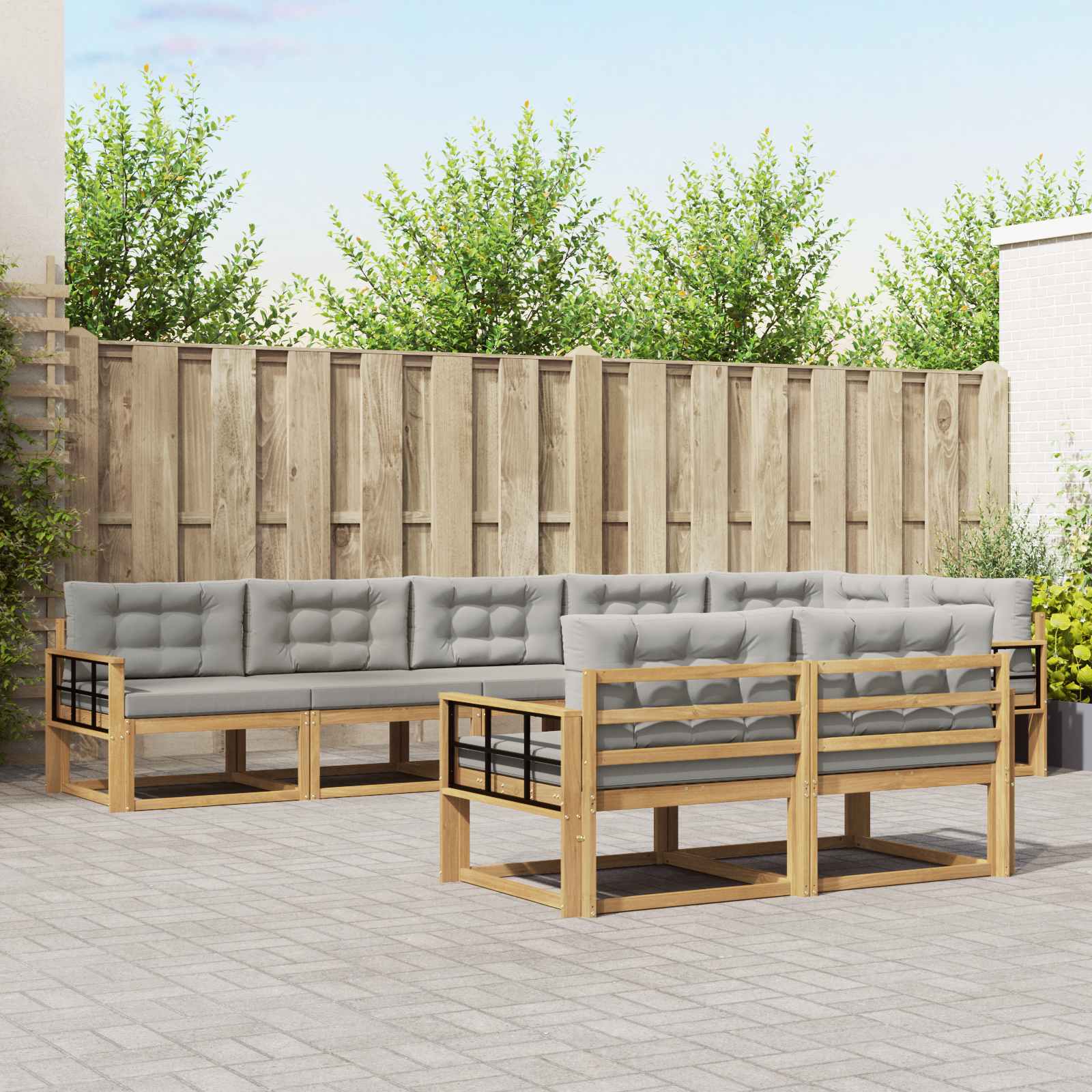 Set vanjskih sofa 6 pcs Bijela i svjetlosiva Poliester