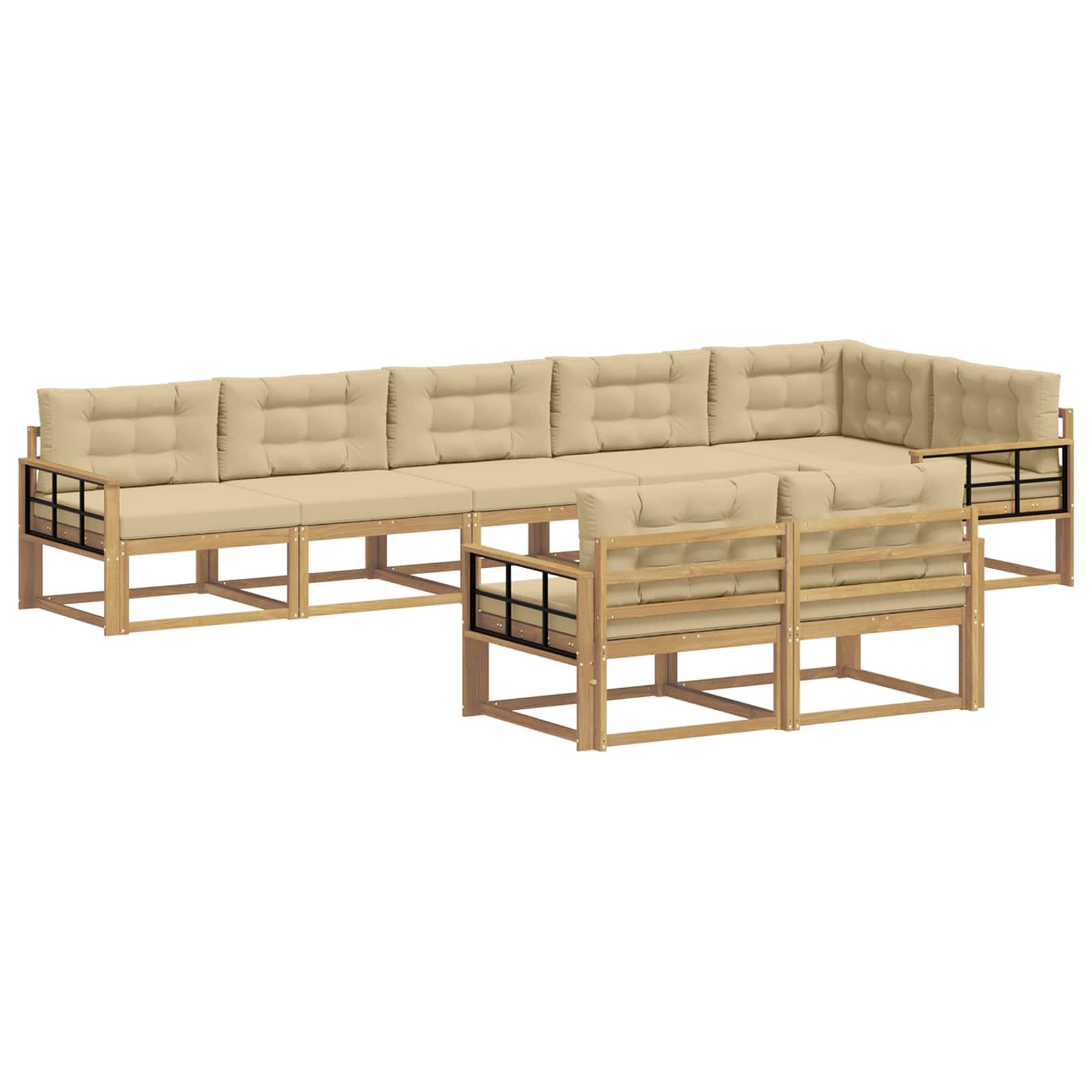 Set vanjskih sofa s jastukom 6 pcs Bijela i bež Poliester