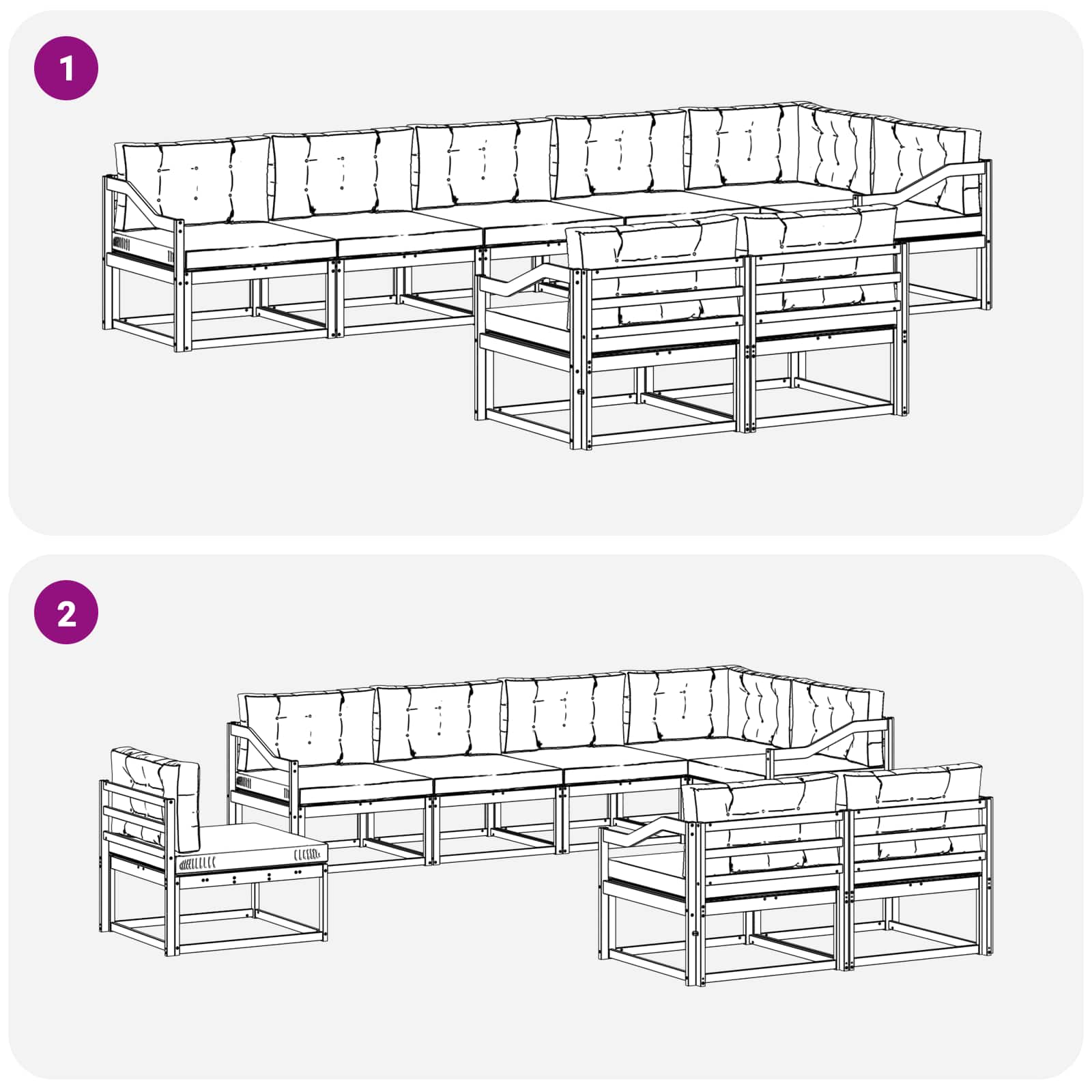 Set vanjskih sofa s jastukom 6 pcs Bijela i antracit Poliester
