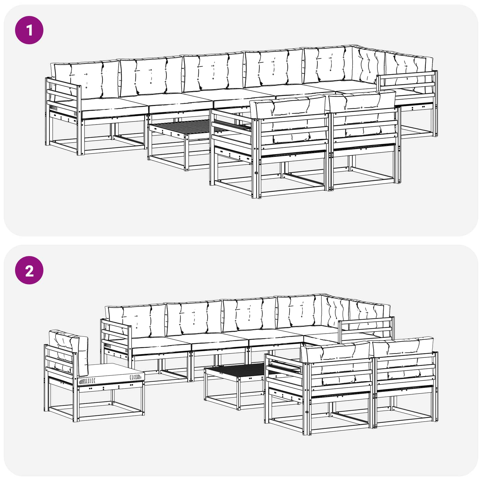 Set vanjskih sofa 9 pcs Bijela i bež 79 x 79 x 37 cm Poliester